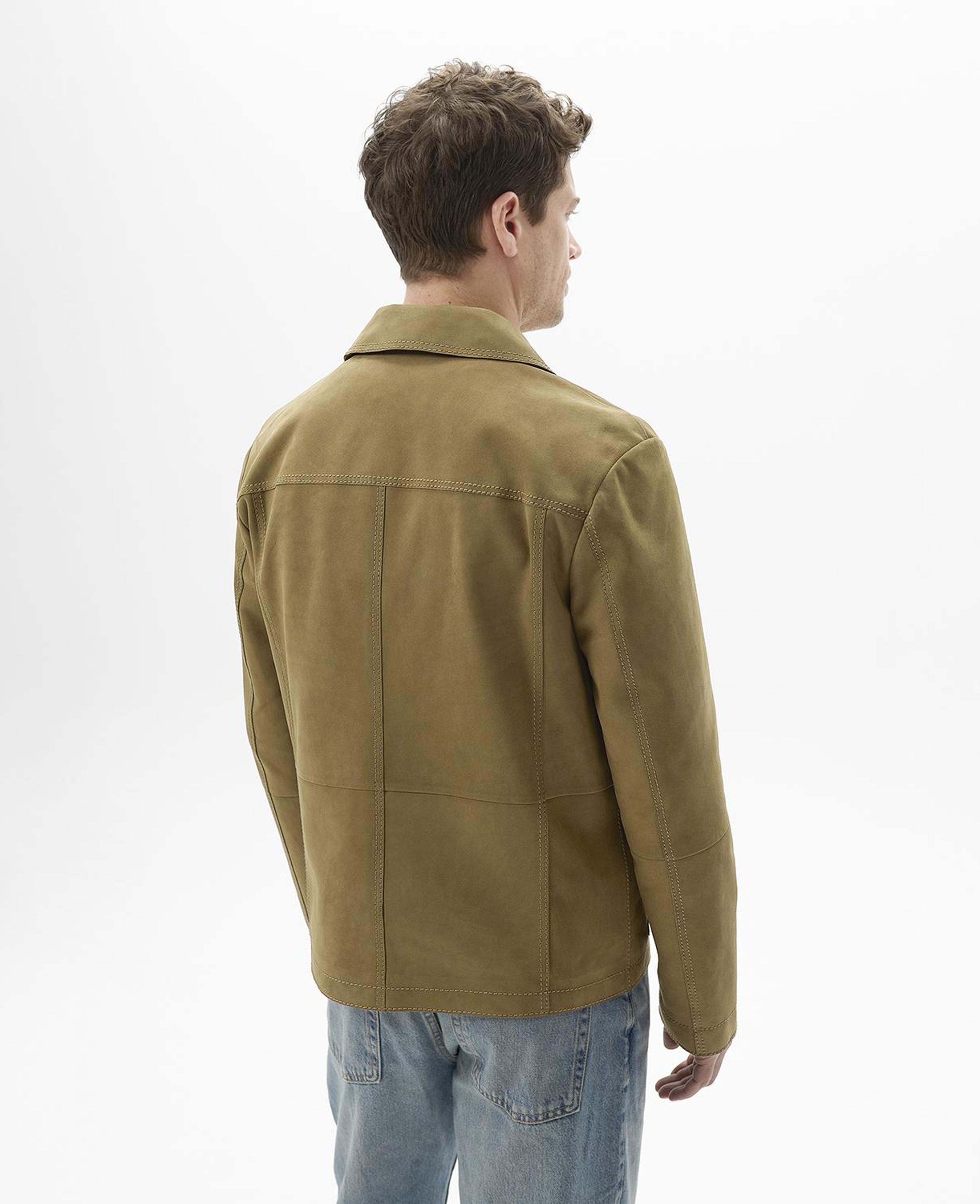 Erkek Hardal Gömlek Yaka Nubuk Ceket