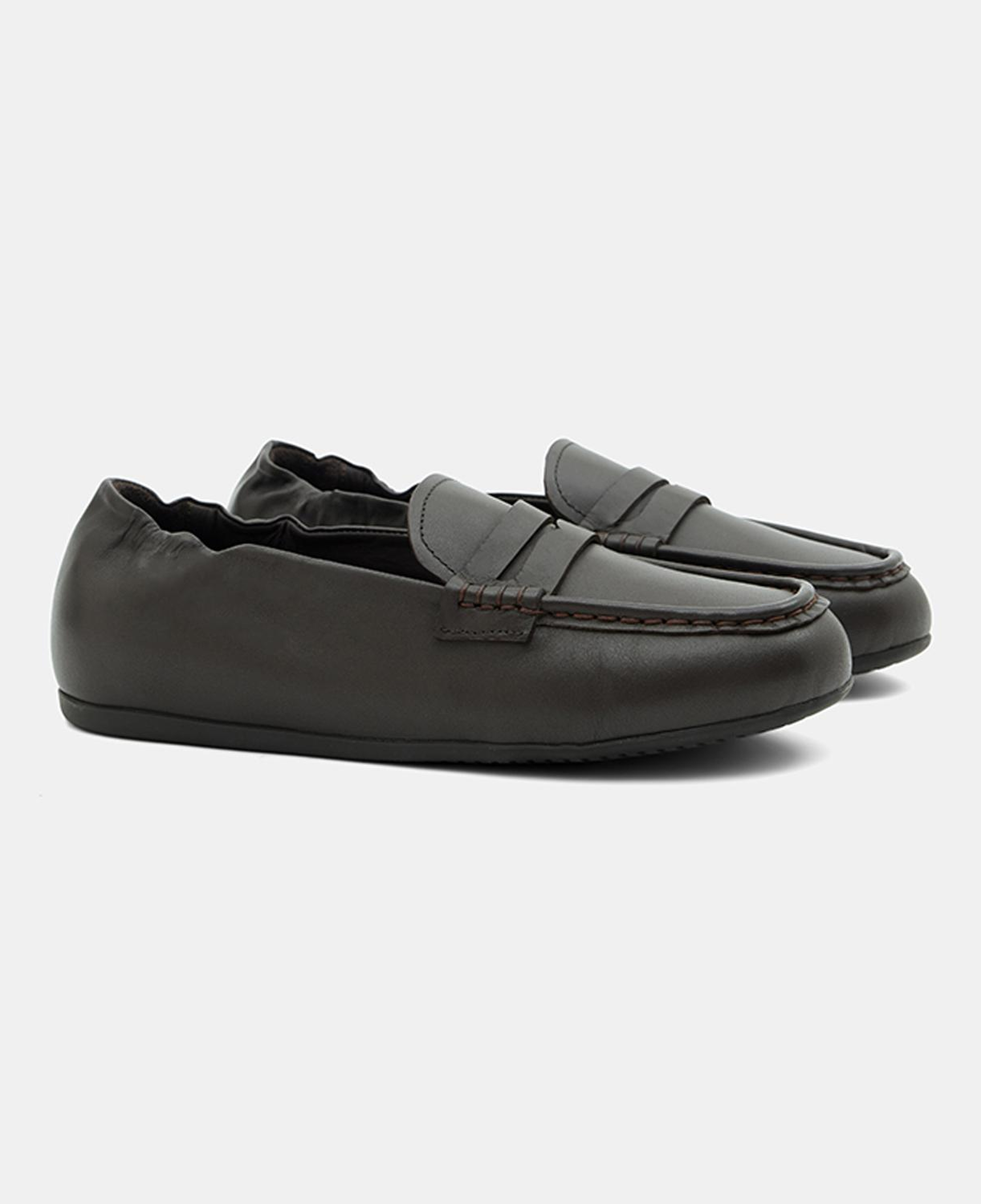 Kadın Koyu Kahve Slip-On Deri Loafer