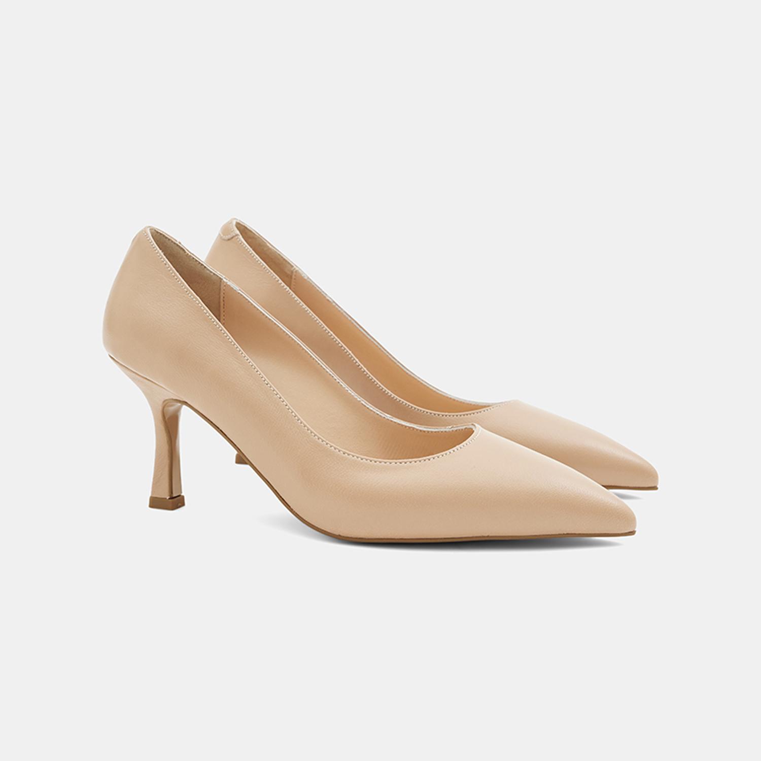 Kadın Ten Sivri Burunlu Klasik Deri Stiletto