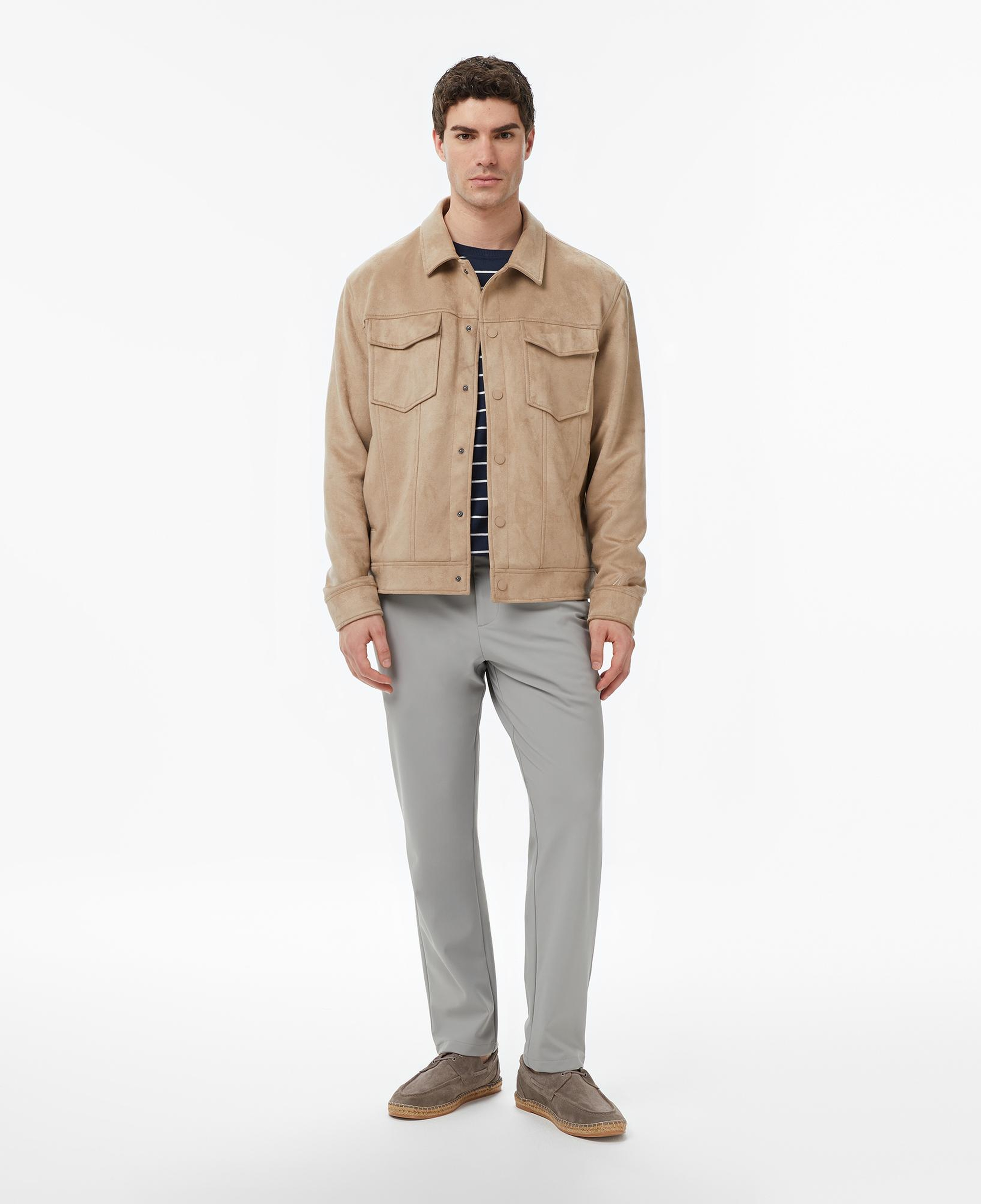 Nautica Erkek Bej Regular Fit Süet Ceket