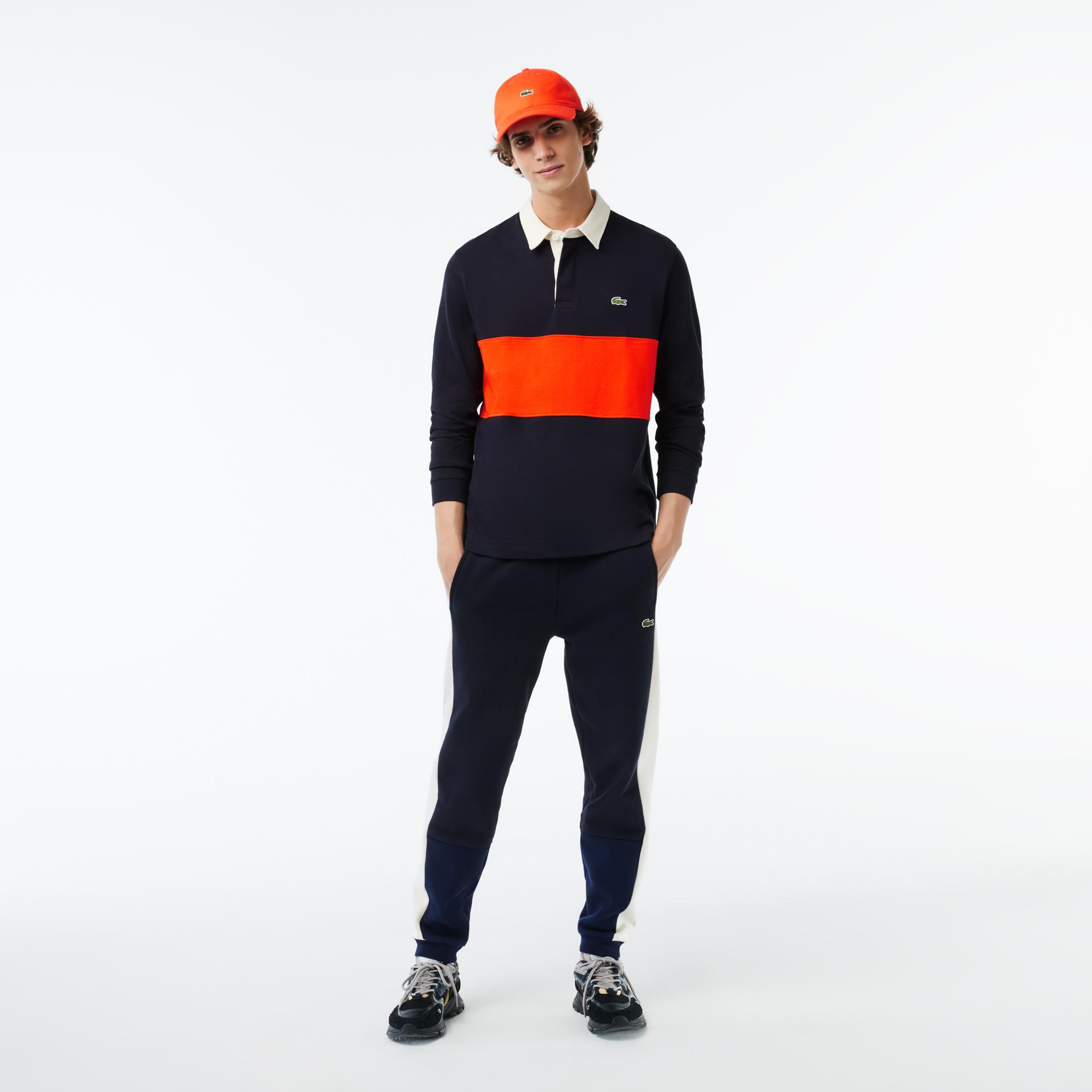 Lacoste Erkek Relaxed Fit Uzun Kollu Renk Bloklu Siyah Rugby Polo