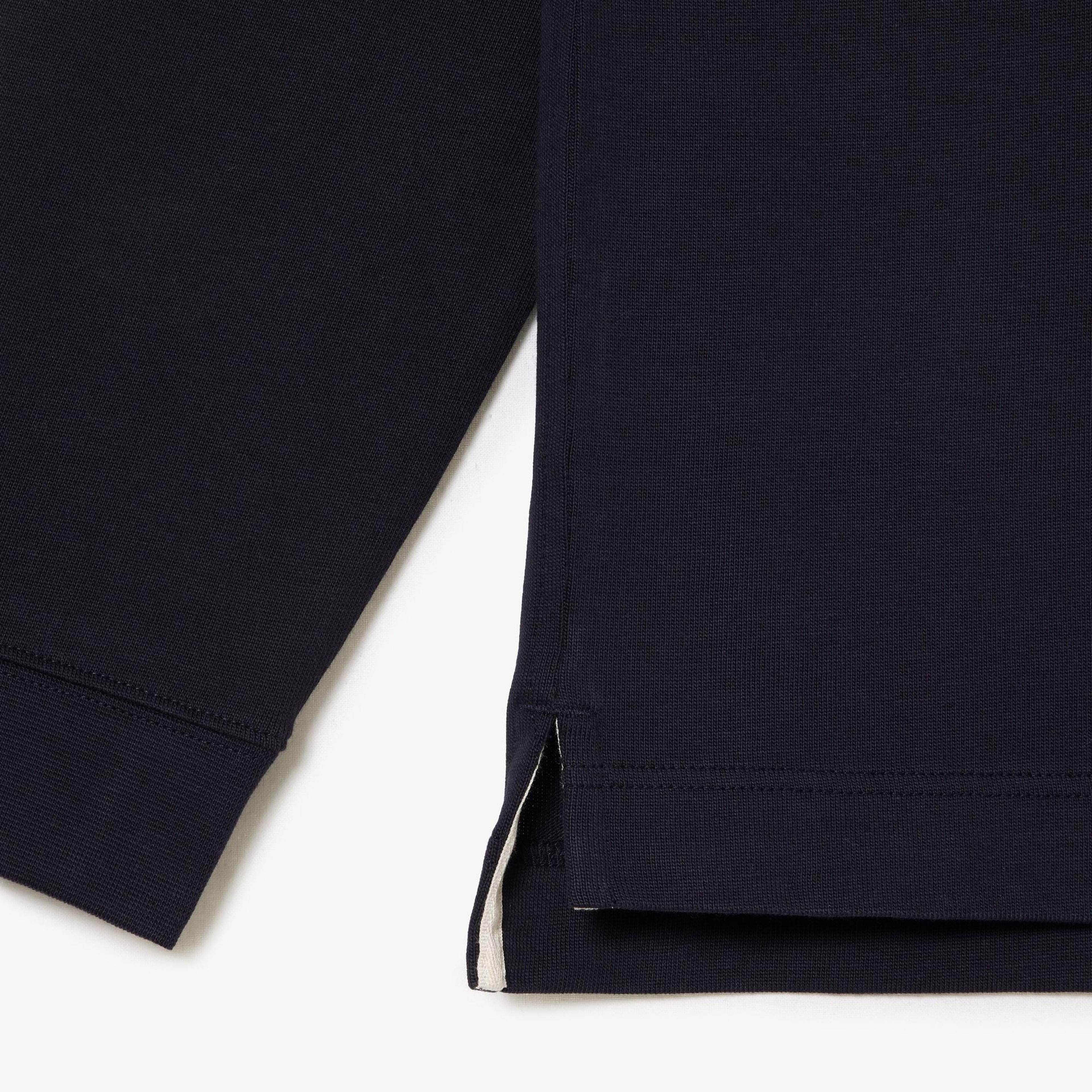 Lacoste Erkek Relaxed Fit Uzun Kollu Renk Bloklu Siyah Rugby Polo