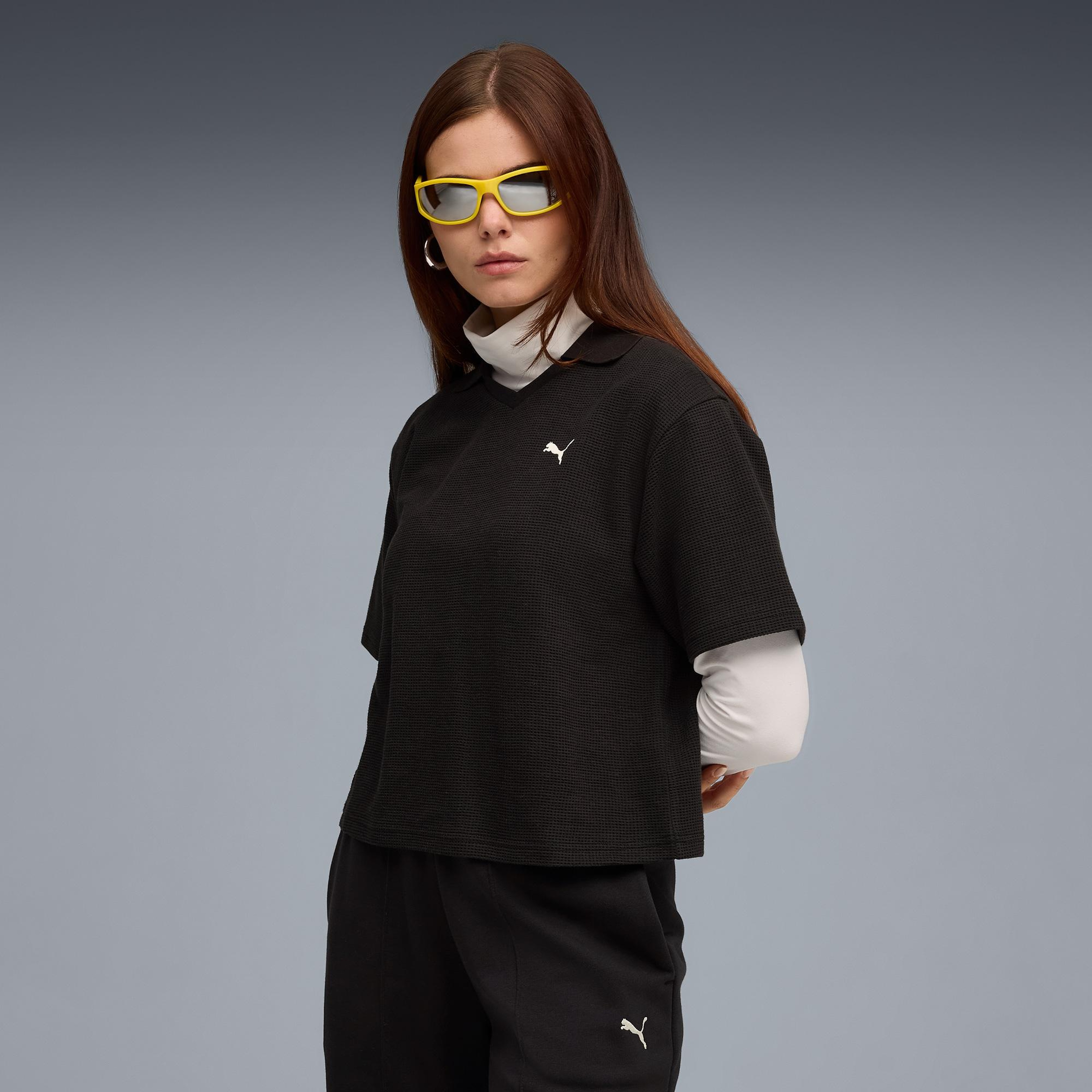 Puma Class Relaxed Polo Kadın Siyah T-Shirt