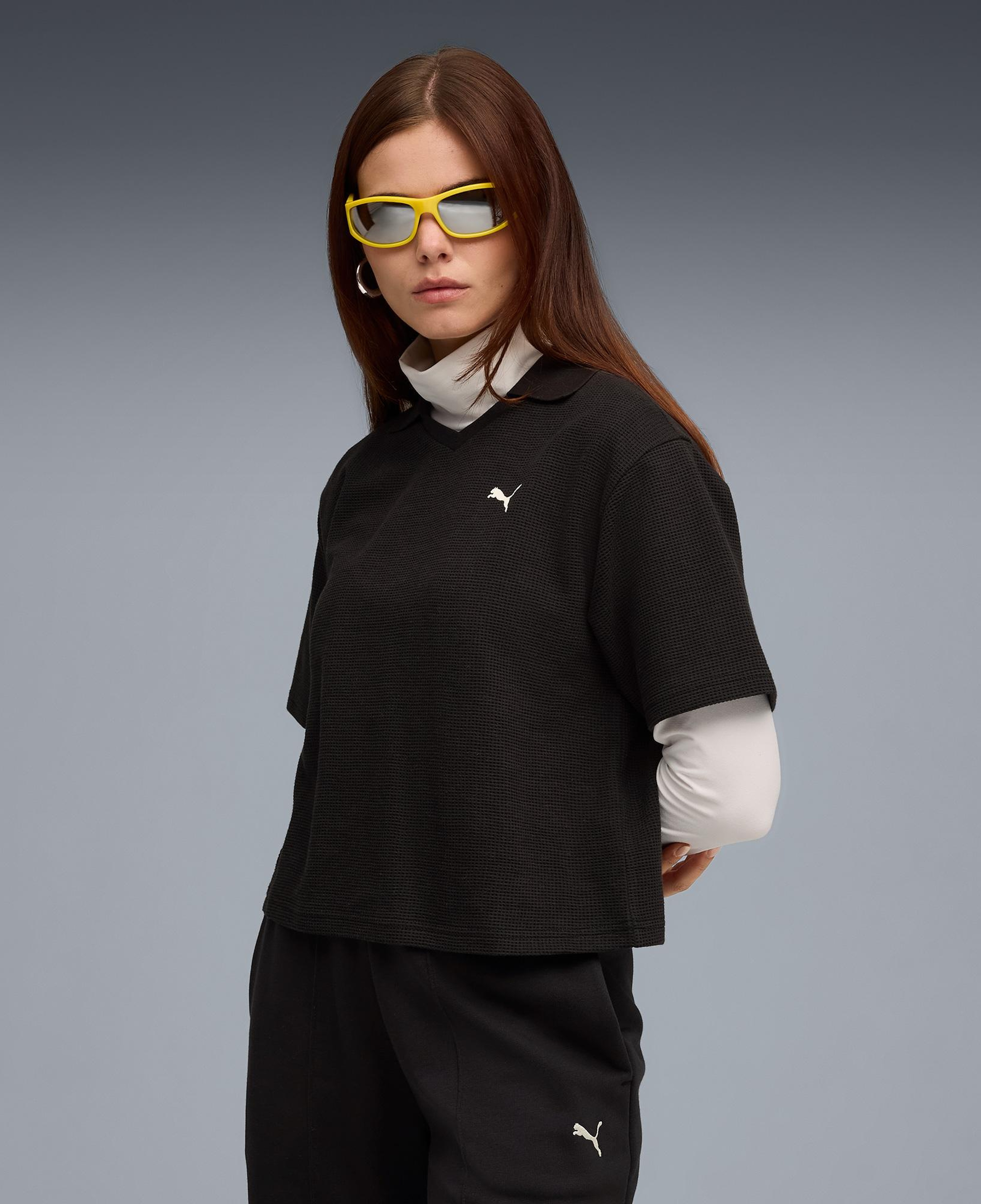 Puma Class Relaxed Polo Kadın Siyah T-Shirt