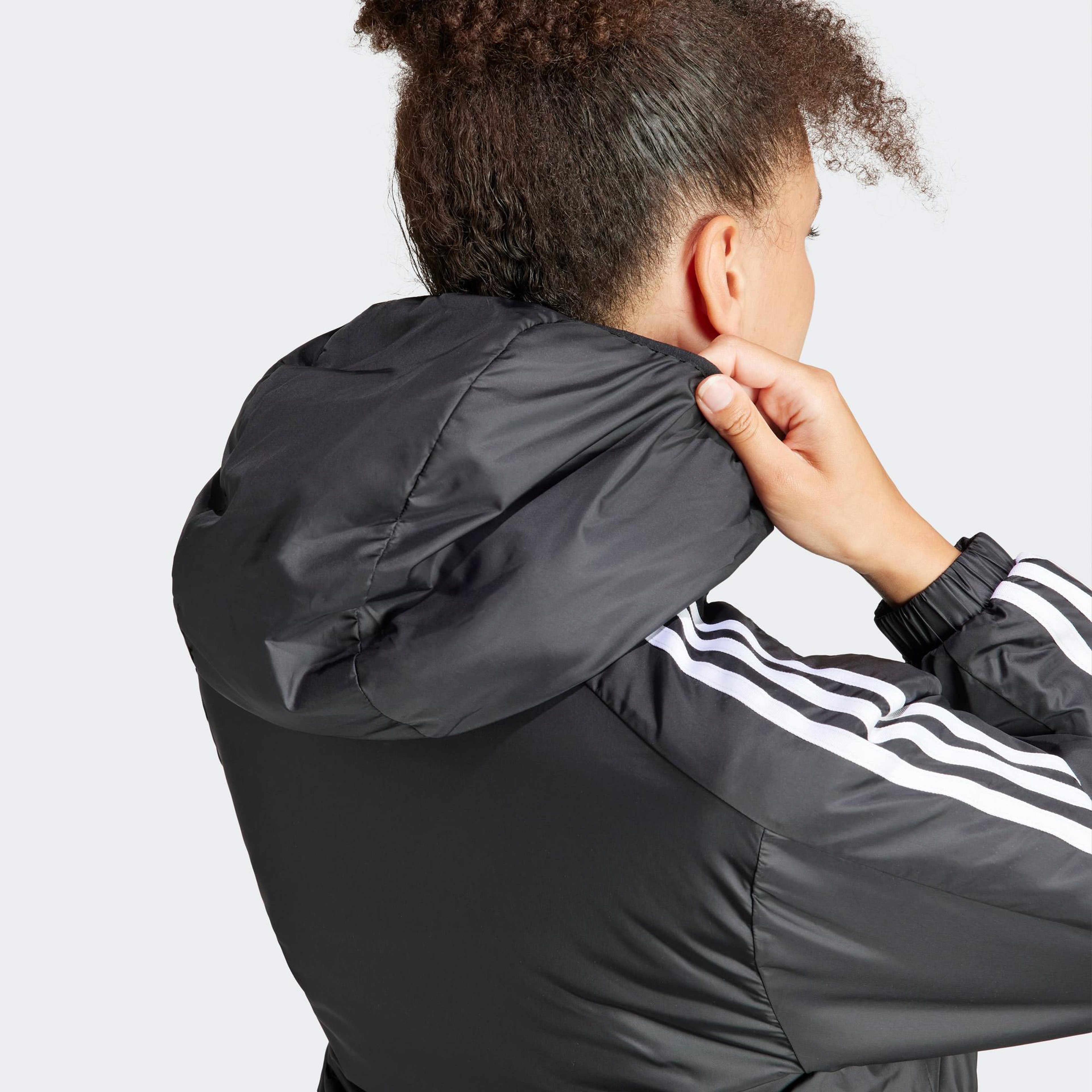 adidas Essentials 3 Striped Insulated Kadın Siyah Günlük Ceket