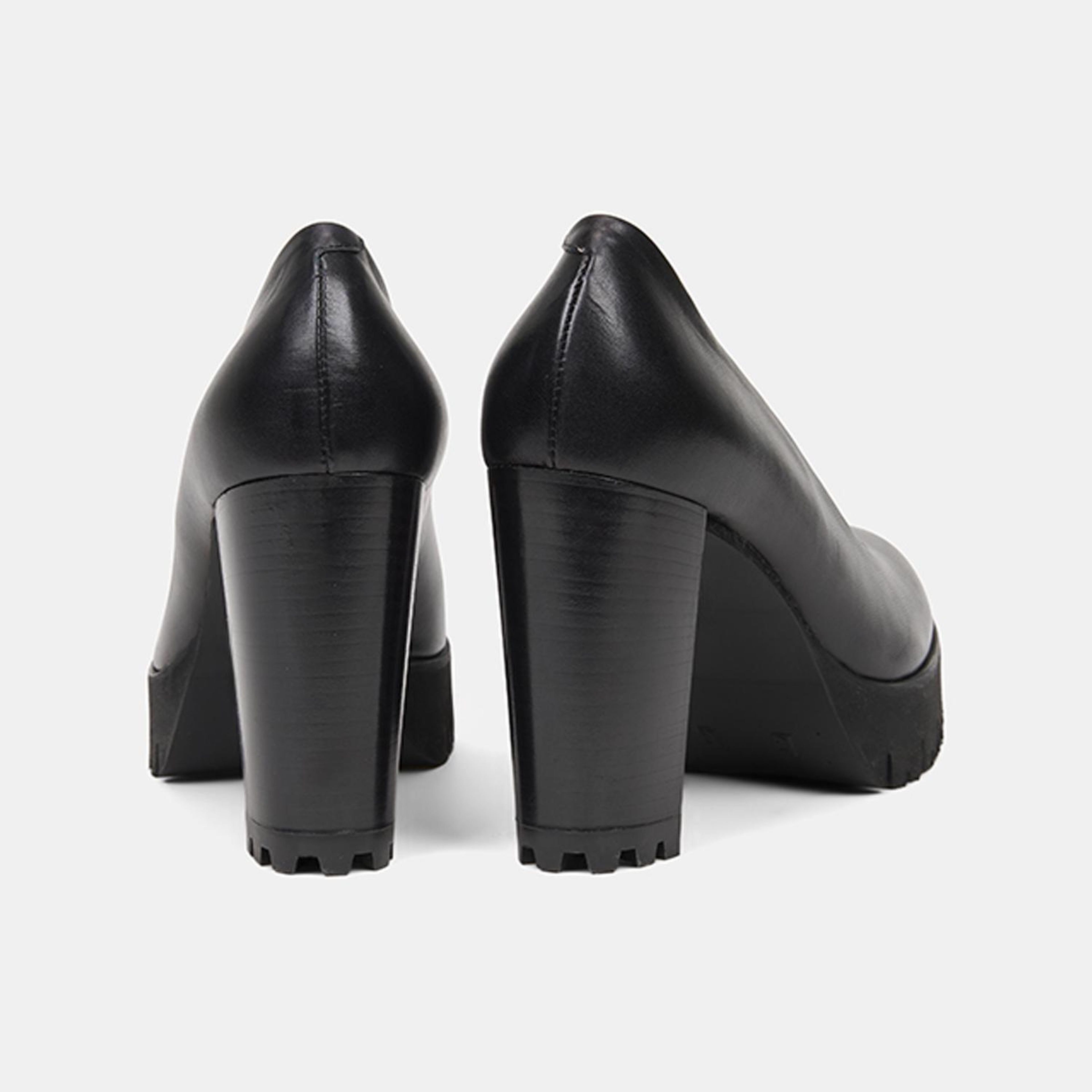 Luca Grossi Kadın Siyah Deri Platform Topuklu Ayakkabı