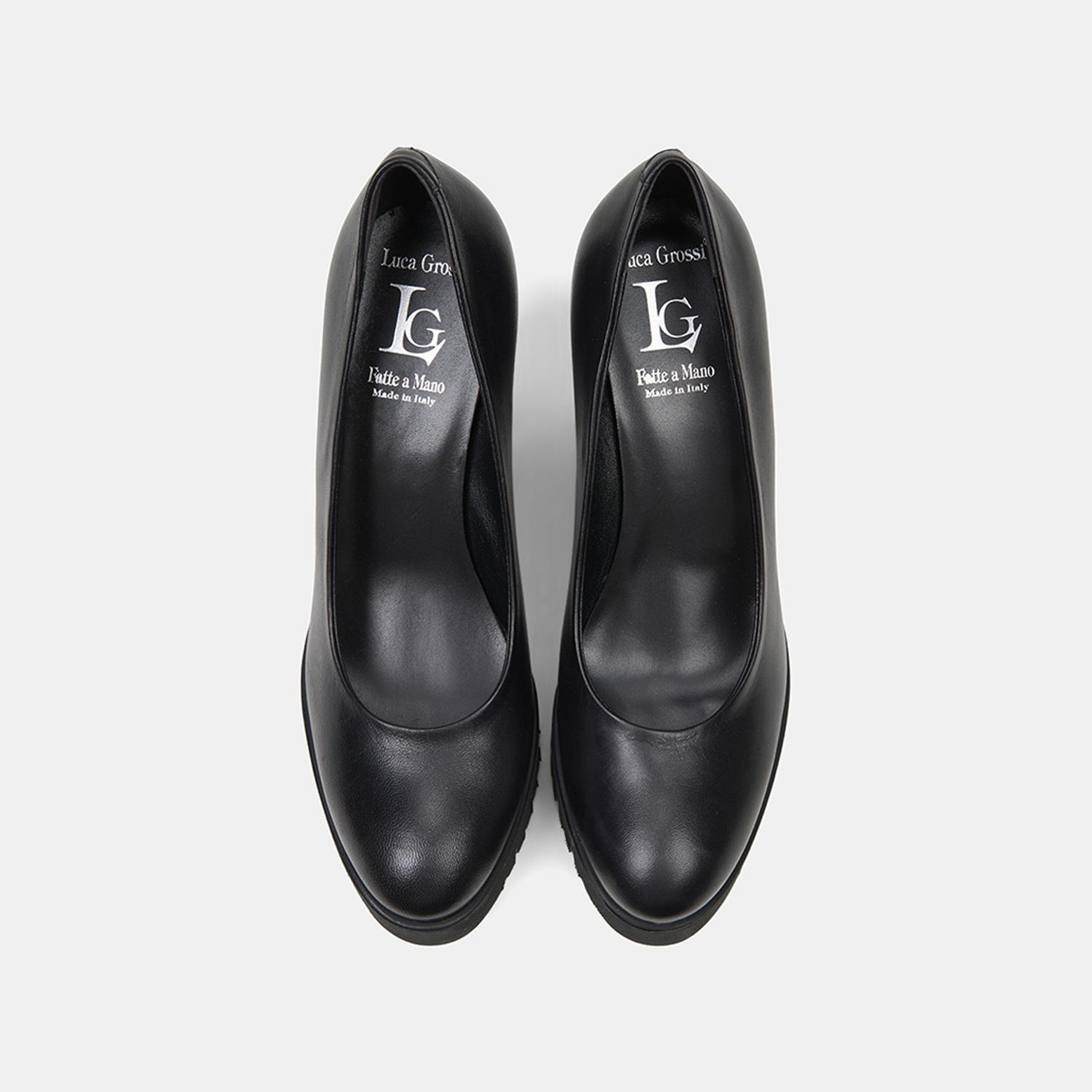 Luca Grossi Kadın Siyah Deri Platform Topuklu Ayakkabı