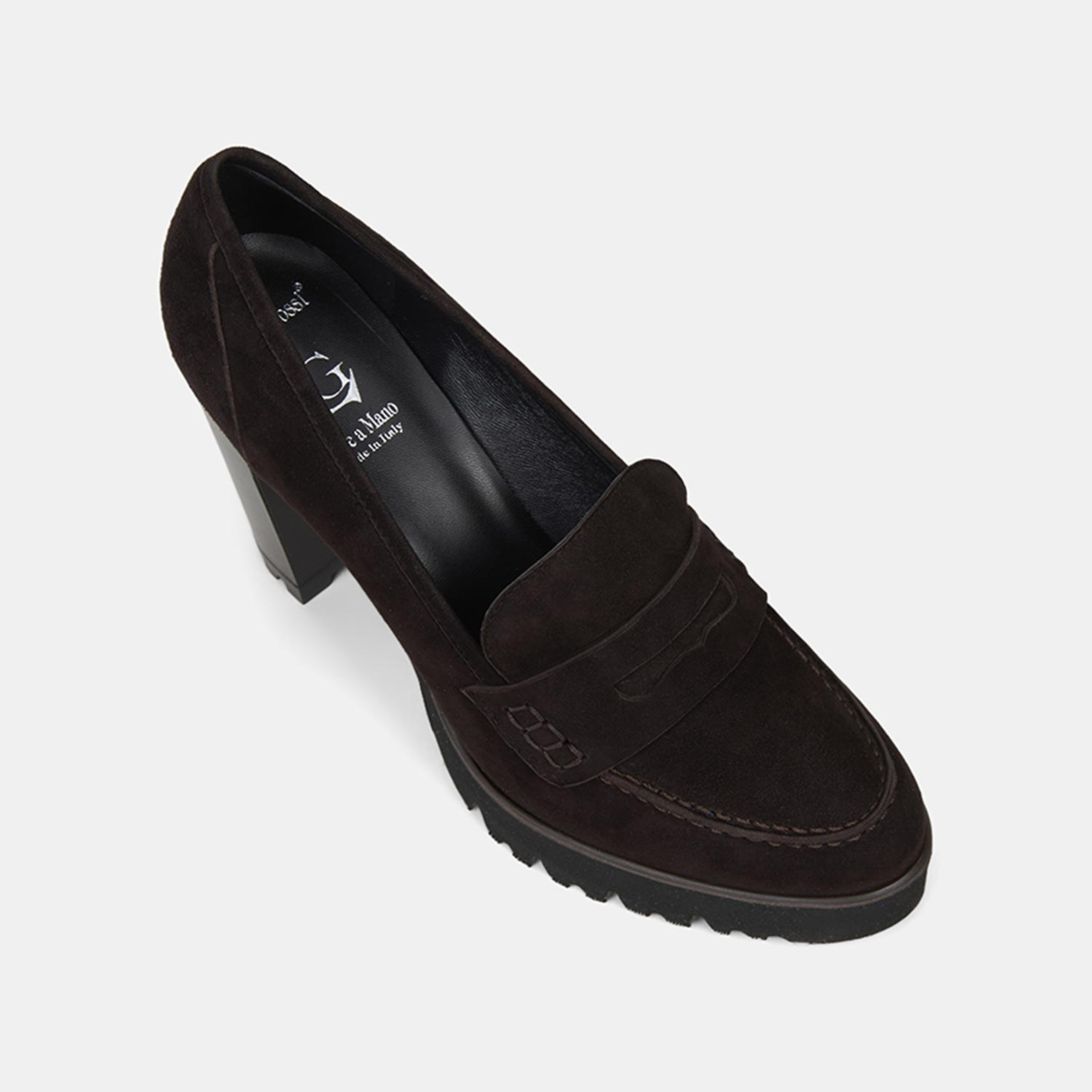 Luca Grossi Kadın Acı Kahve Platform Topuklu Süet Loafer