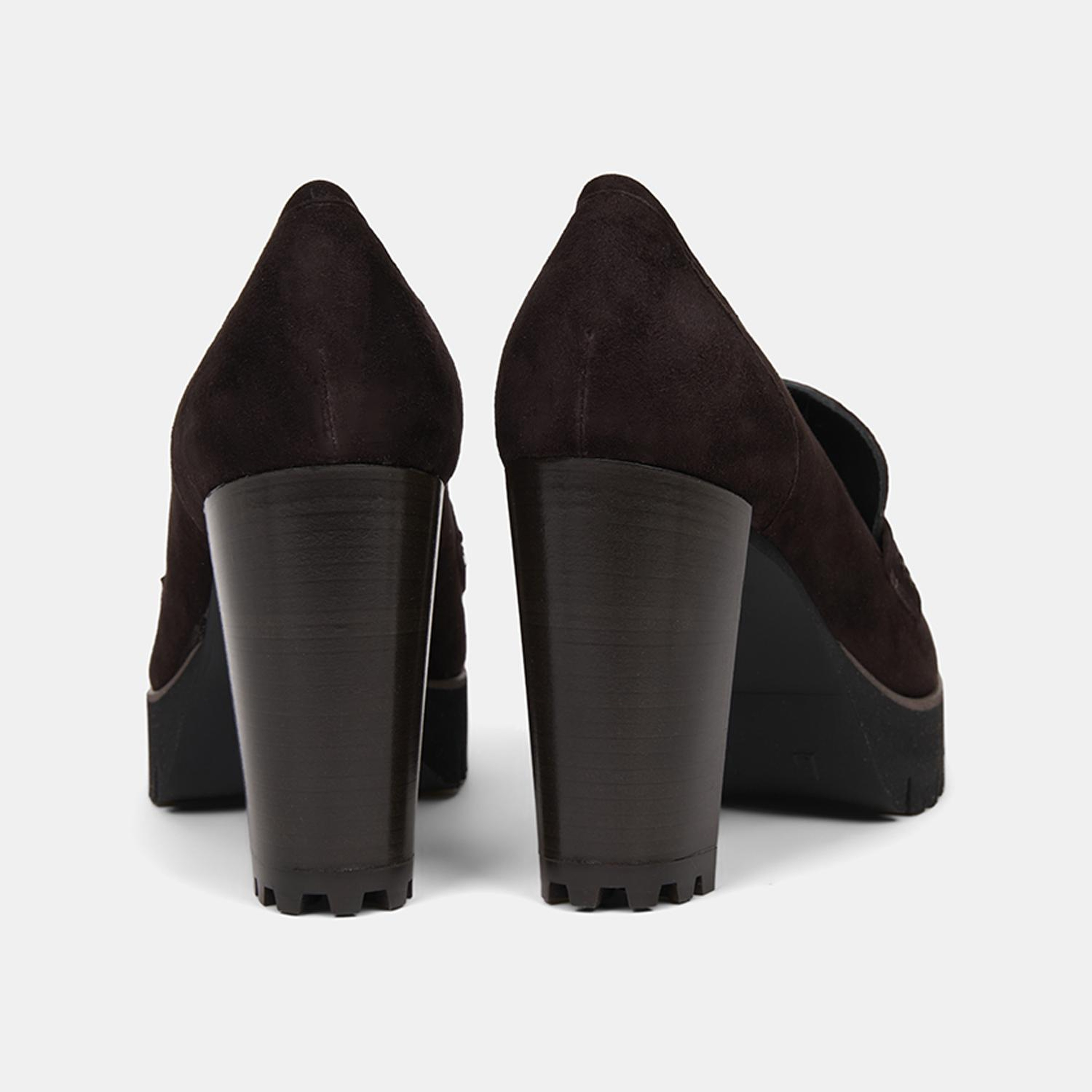 Luca Grossi Kadın Acı Kahve Platform Topuklu Süet Loafer