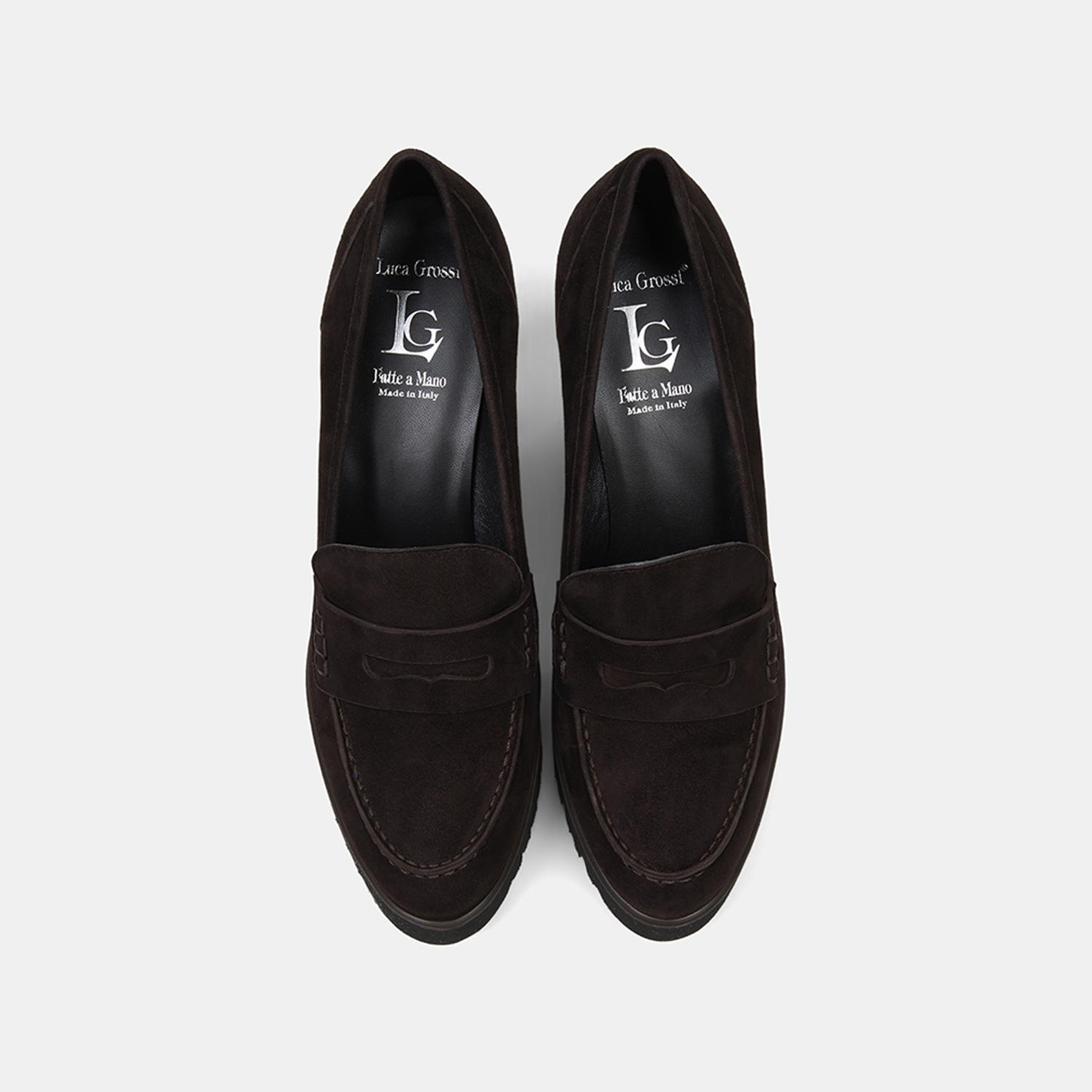 Luca Grossi Kadın Acı Kahve Platform Topuklu Süet Loafer