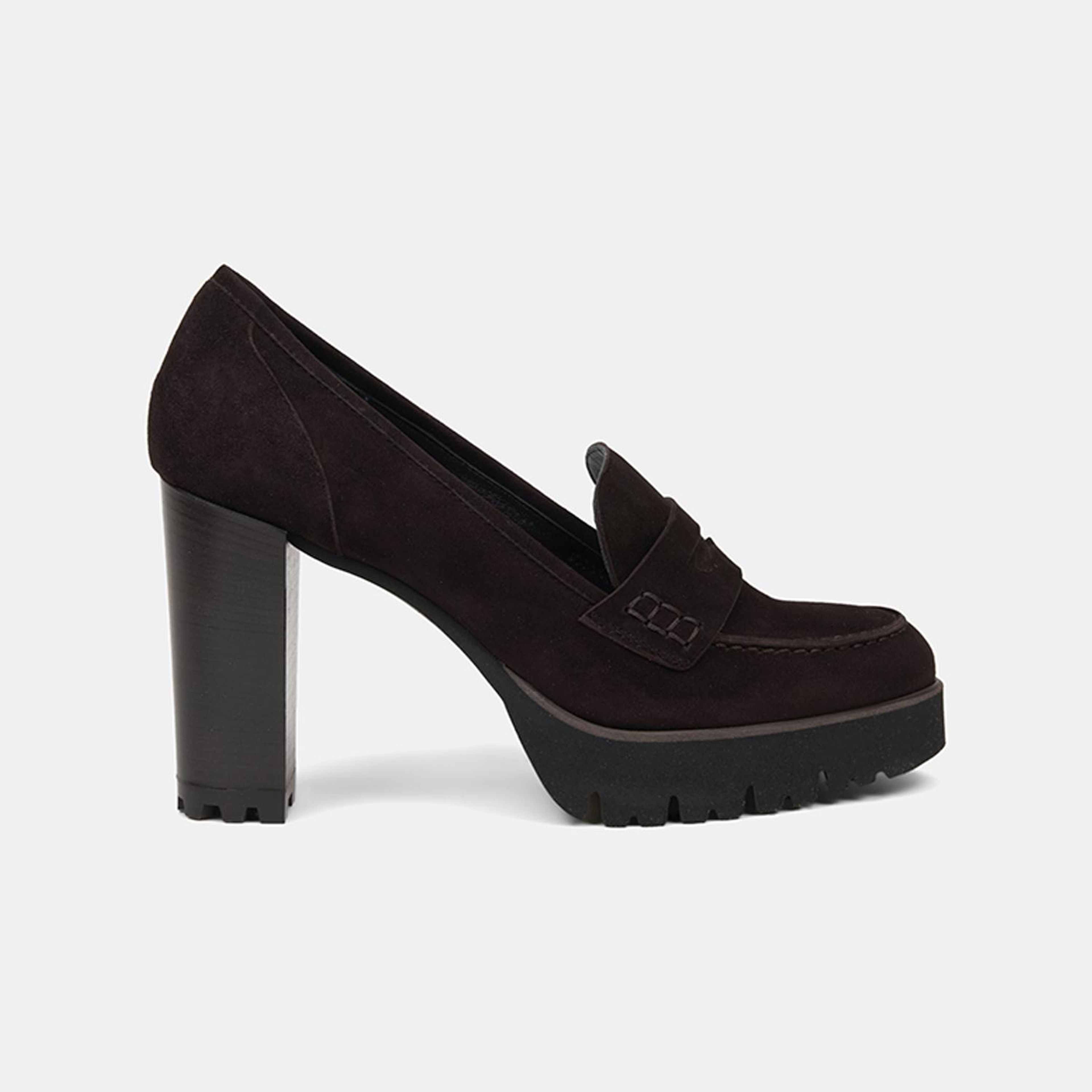 Luca Grossi Kadın Acı Kahve Platform Topuklu Süet Loafer