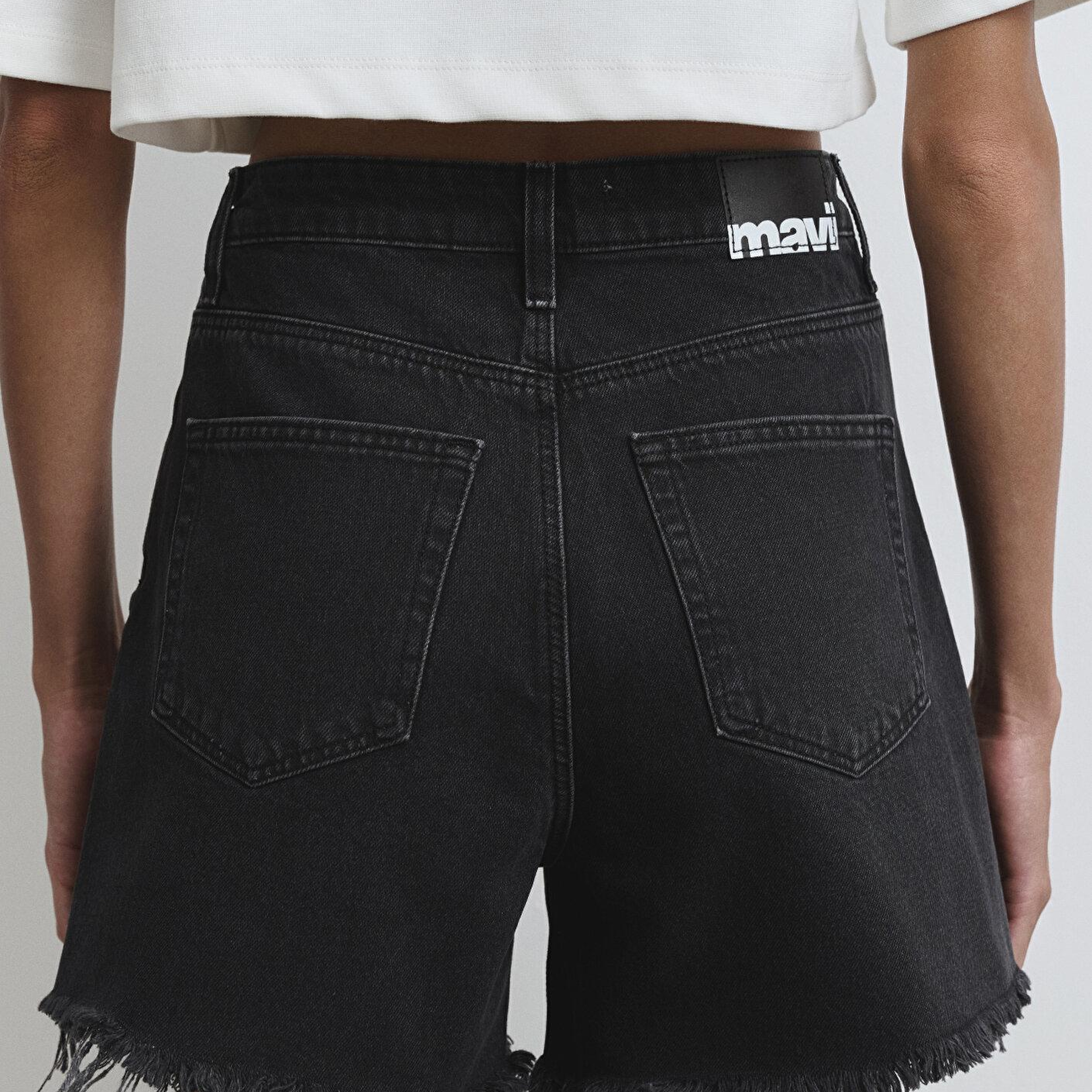 Mavi Millie 90lar Antrasit Jean Şort 1458981230
