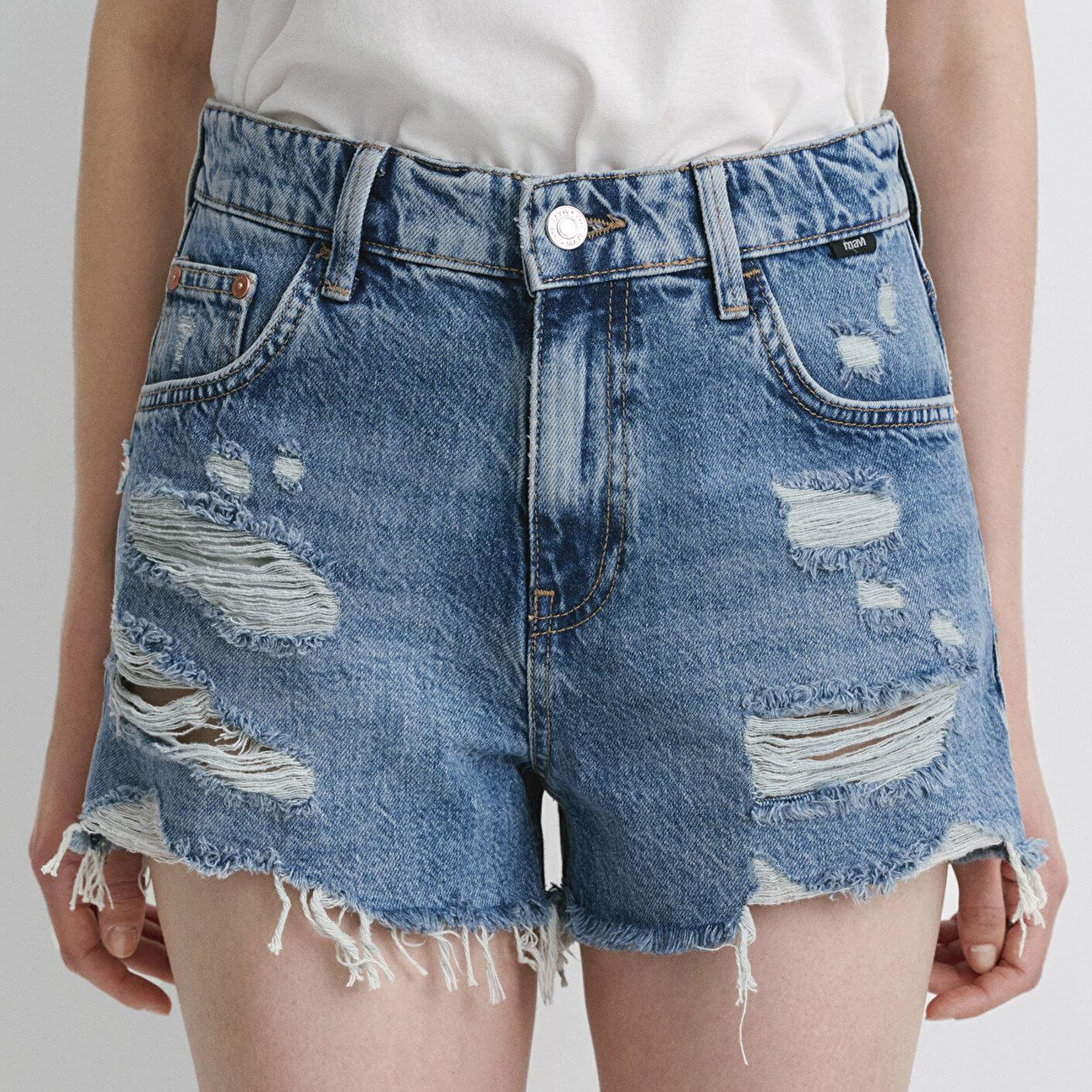 Mavi Tyra 90lar Gölgeli Indigo Mavisi Jean Şort 1410011-84398