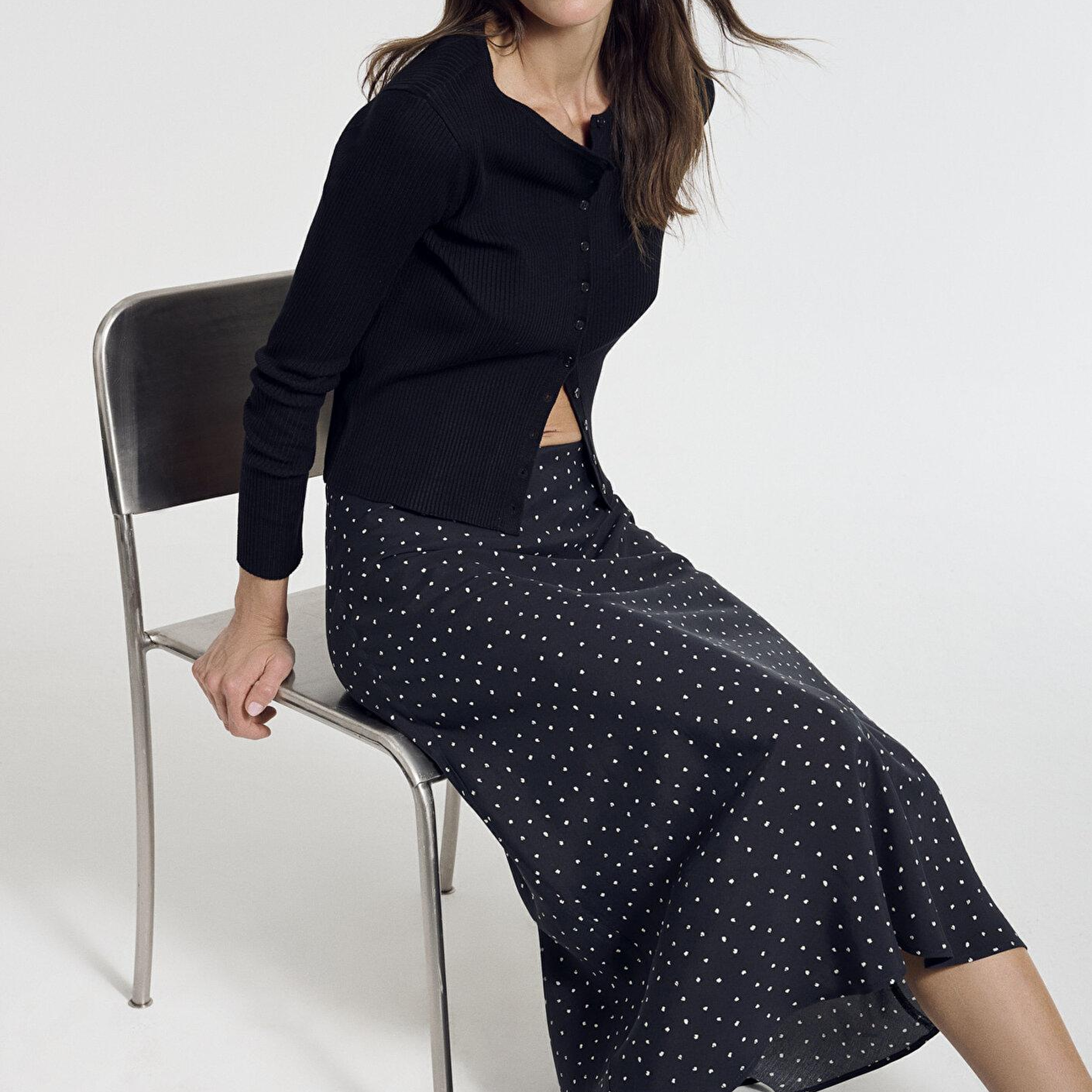 Mavi Baskılı Lacivert Midi Etek 1310583-91474