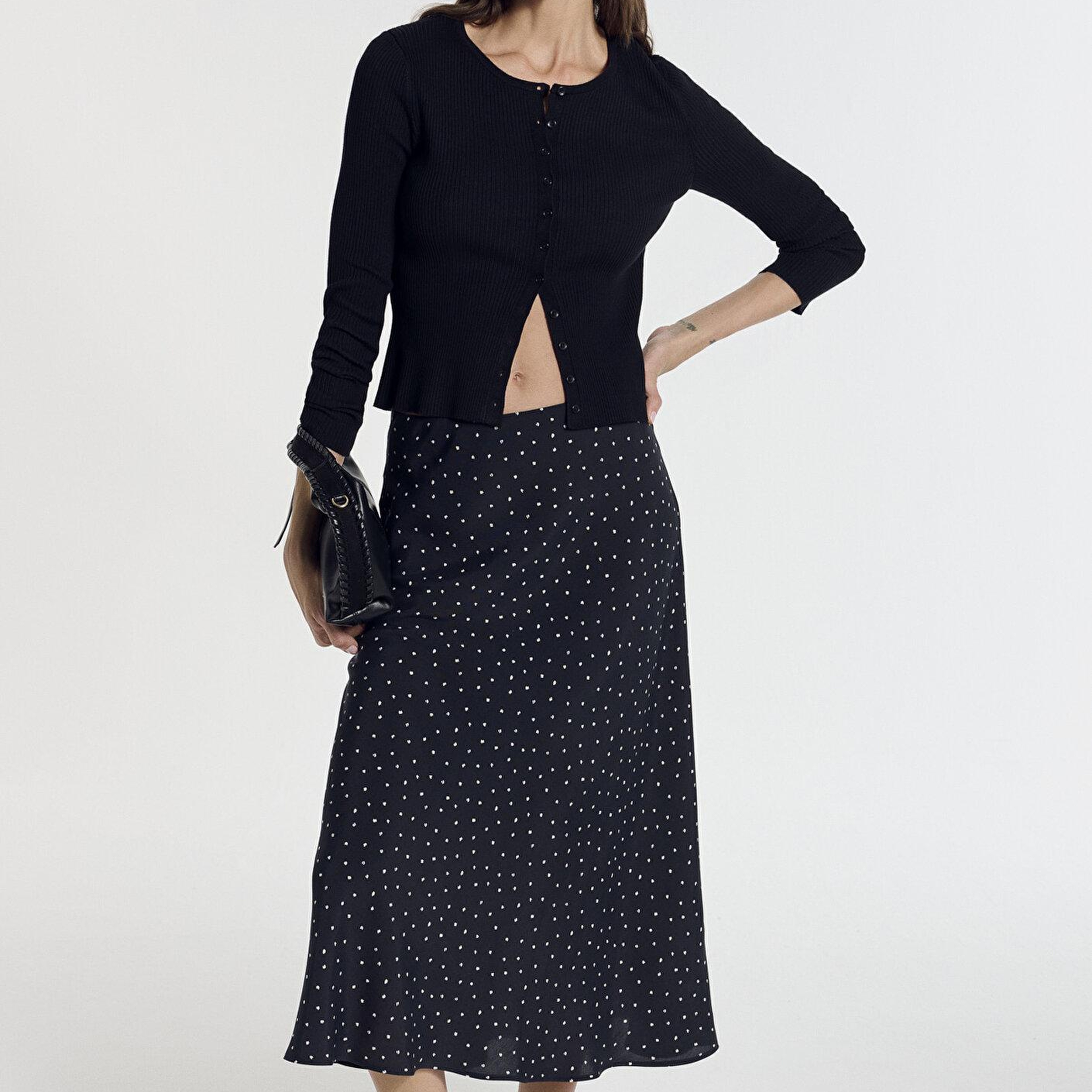 Mavi Baskılı Lacivert Midi Etek 1310583-91474