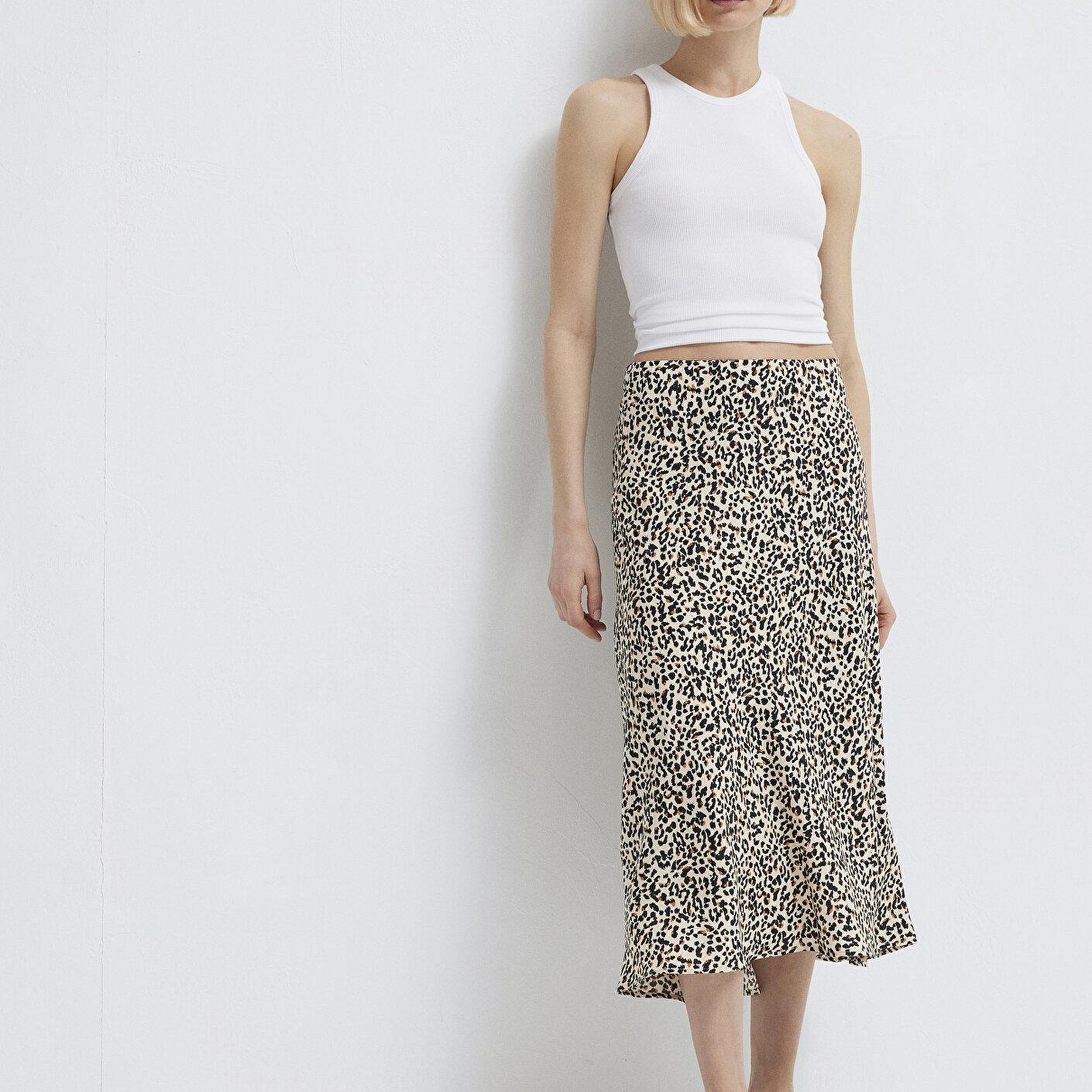 Mavi Baskılı Ekru Midi Etek 1310583-91477