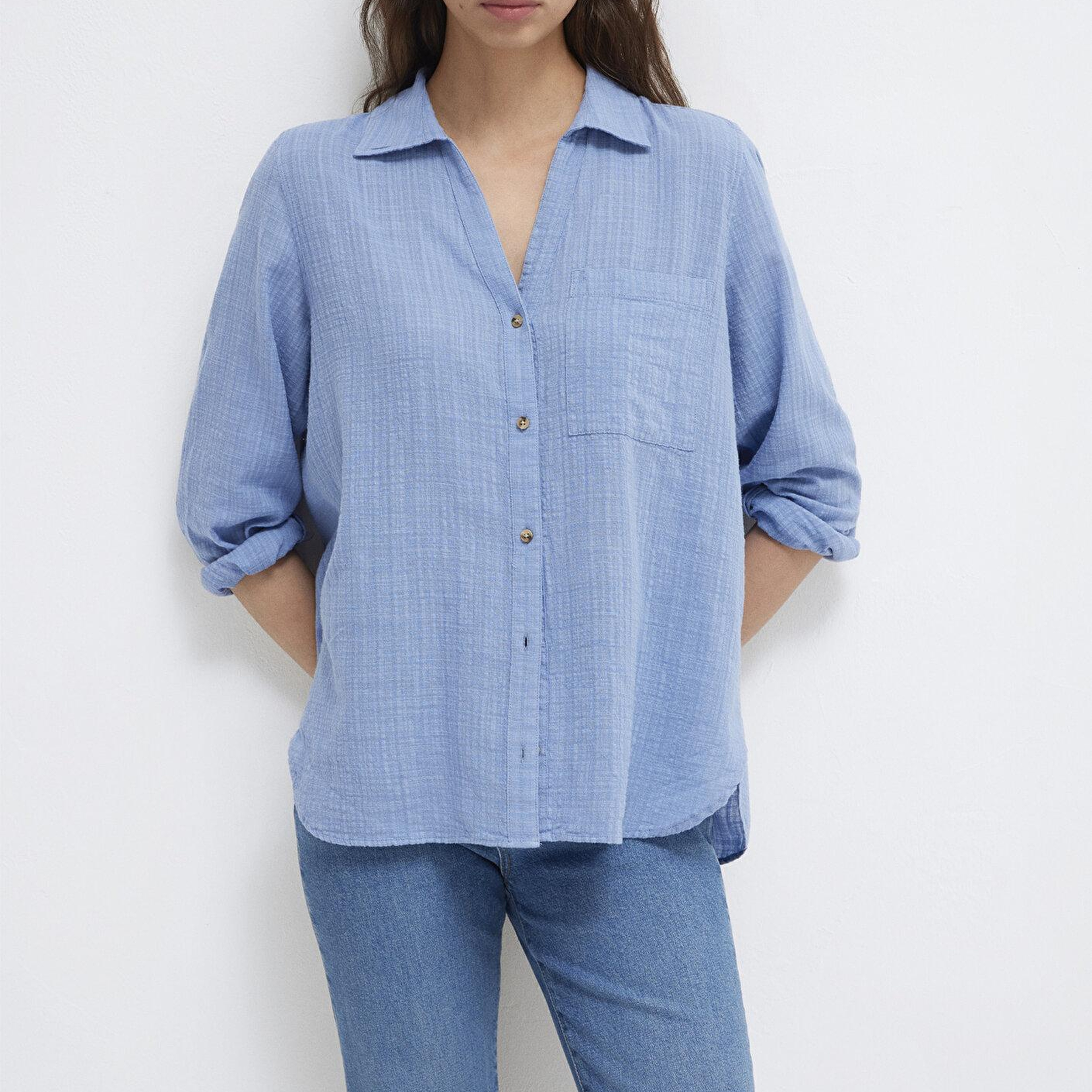 Mavi Mavi Gömlek Loose Fit / Bol Rahat Kesim 1211114-70853