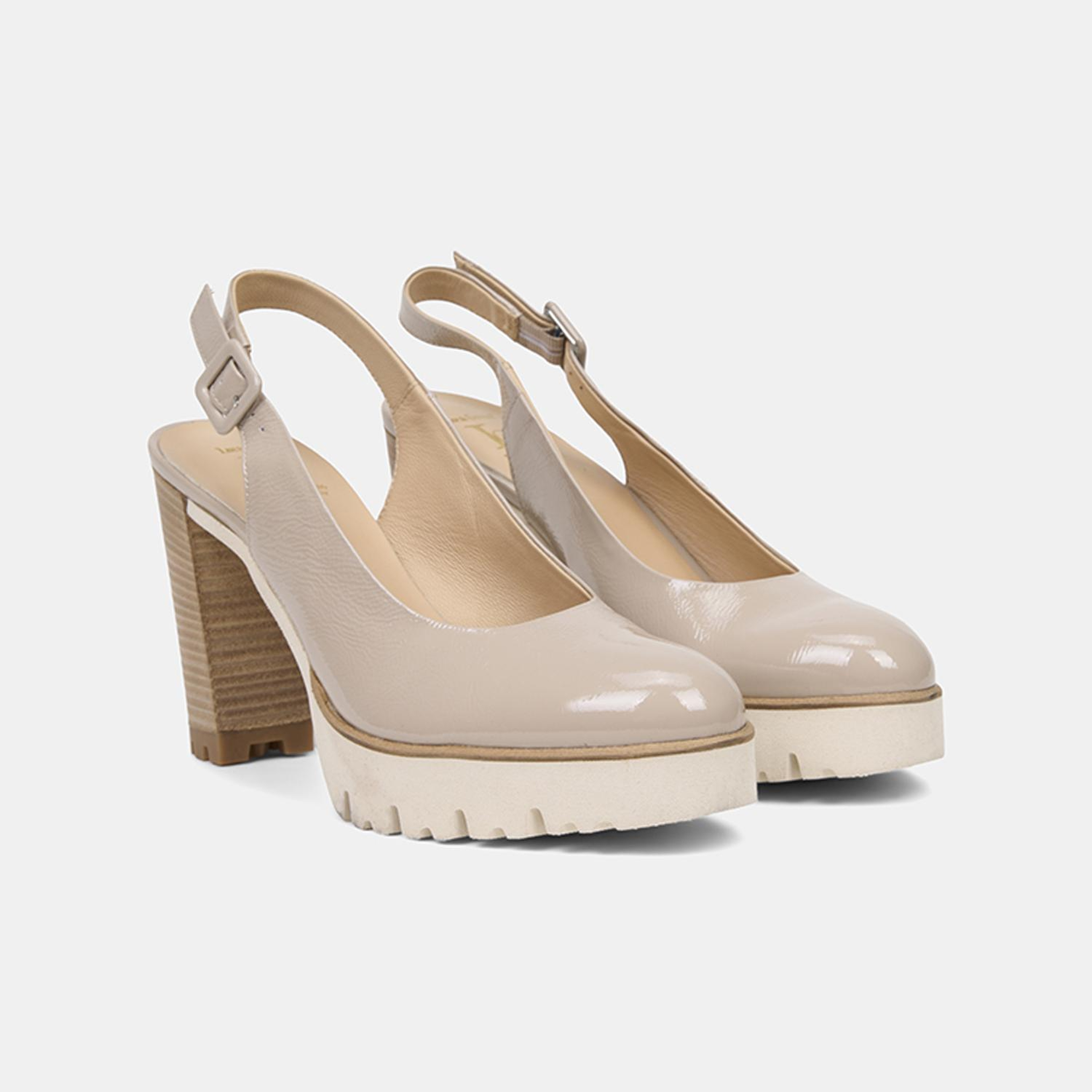 Luca Grossi Kadın Ten Ayarlanabilir Tokalı Rugan Topuklu Ayakkabı