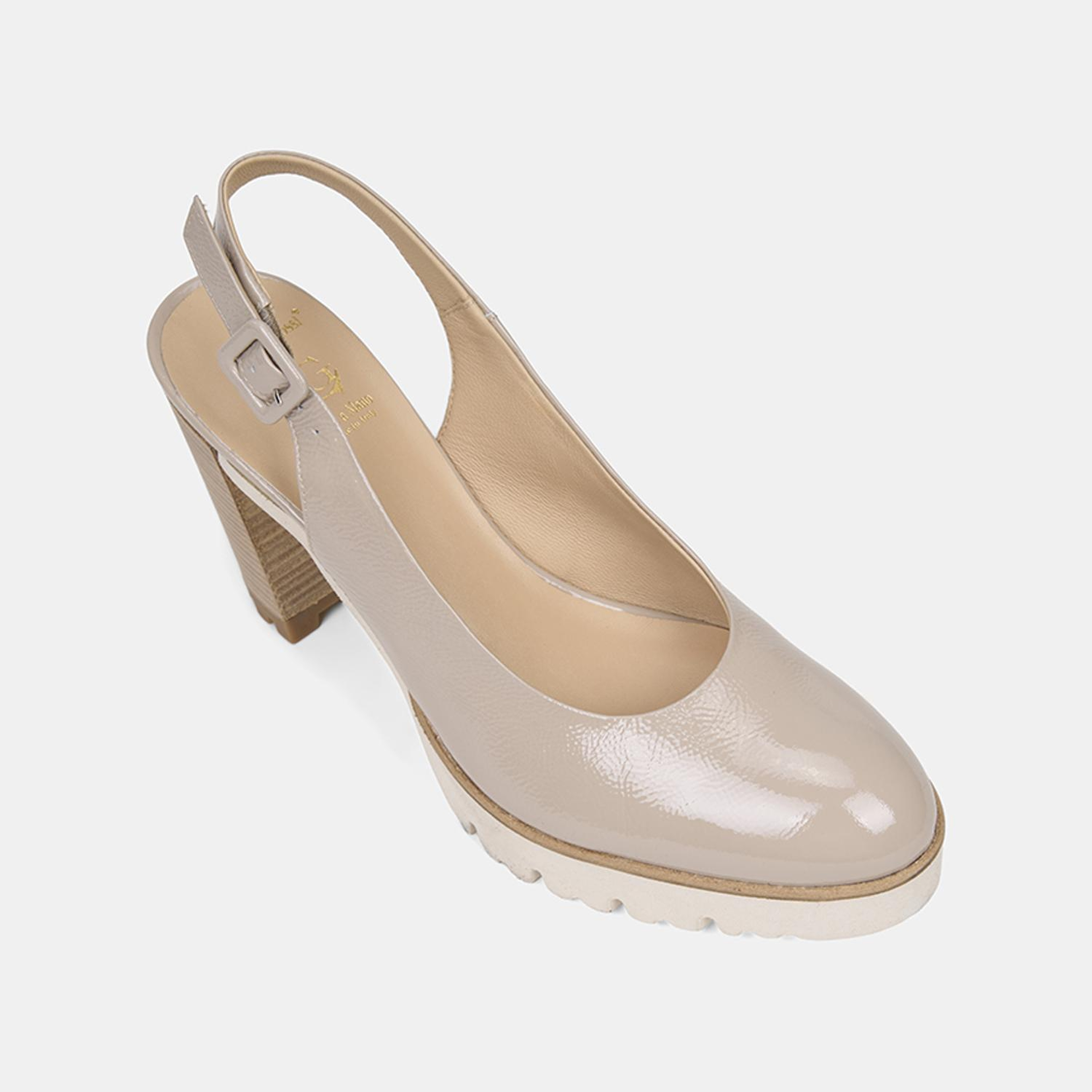 Luca Grossi Kadın Ten Ayarlanabilir Tokalı Rugan Topuklu Ayakkabı