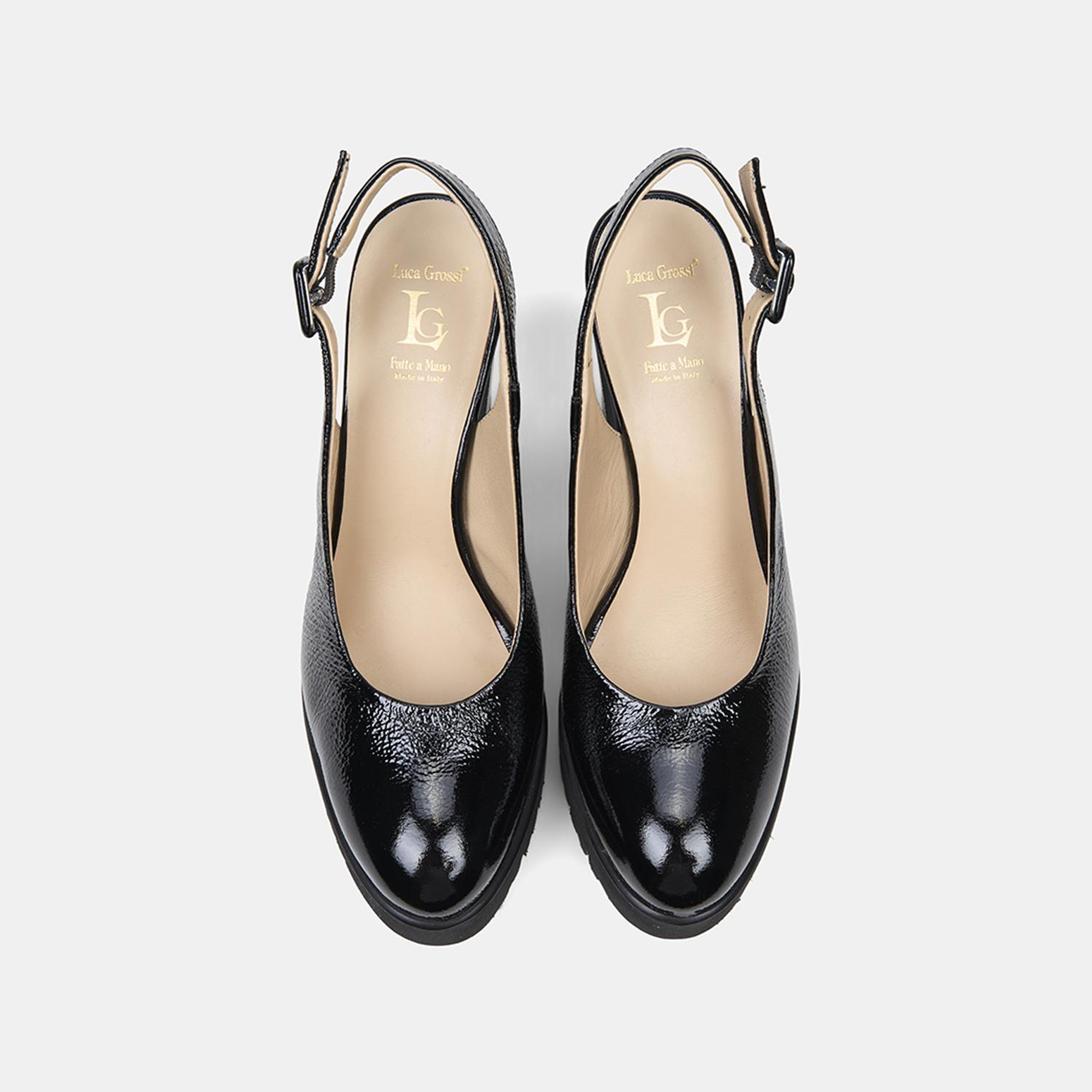 Luca Grossi Kadın Siyah Ayarlanabilir Tokalı Rugan Topuklu Ayakkabı