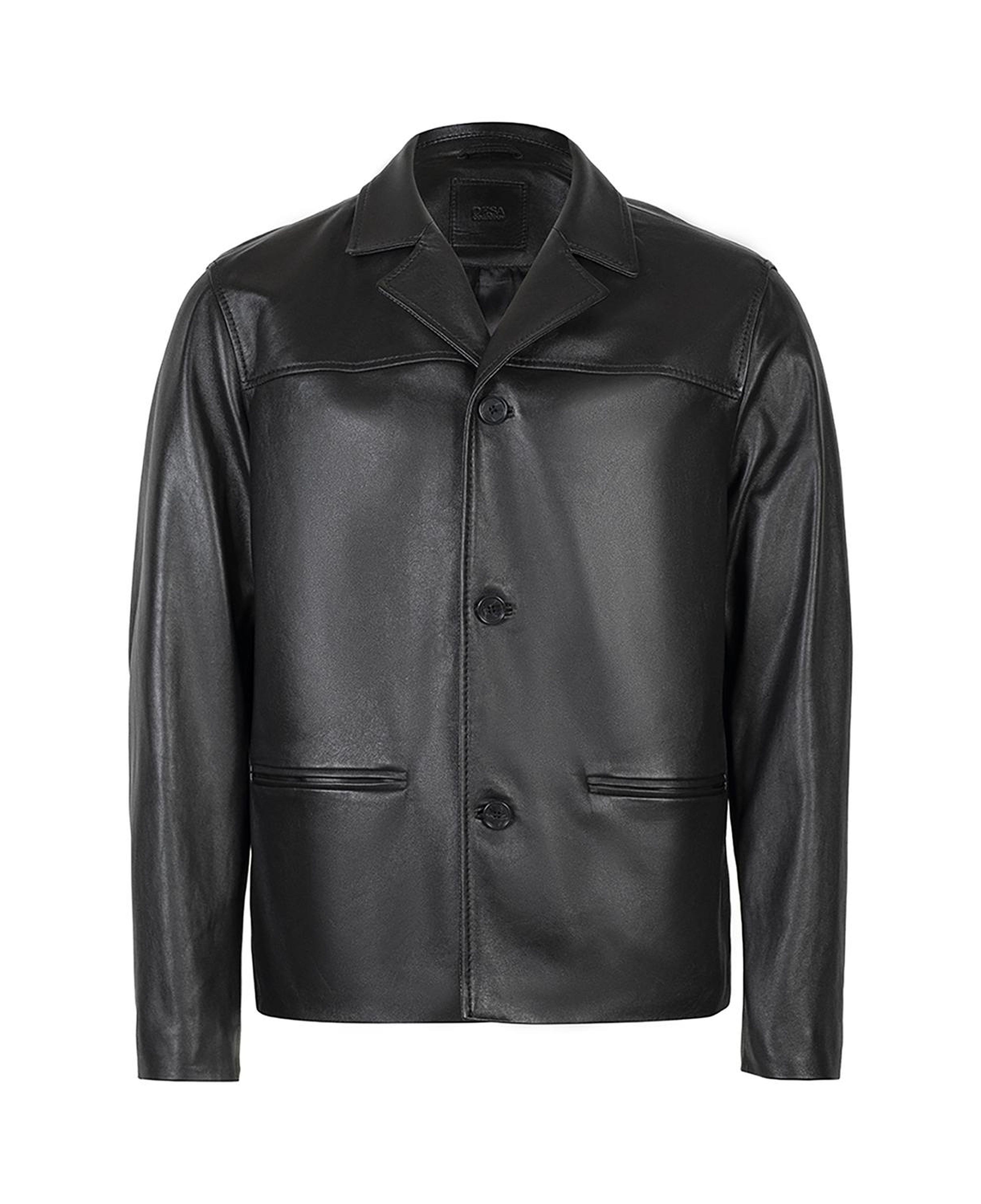 Erkek Siyah Gömlek Yakalı Deri Blazer Ceket