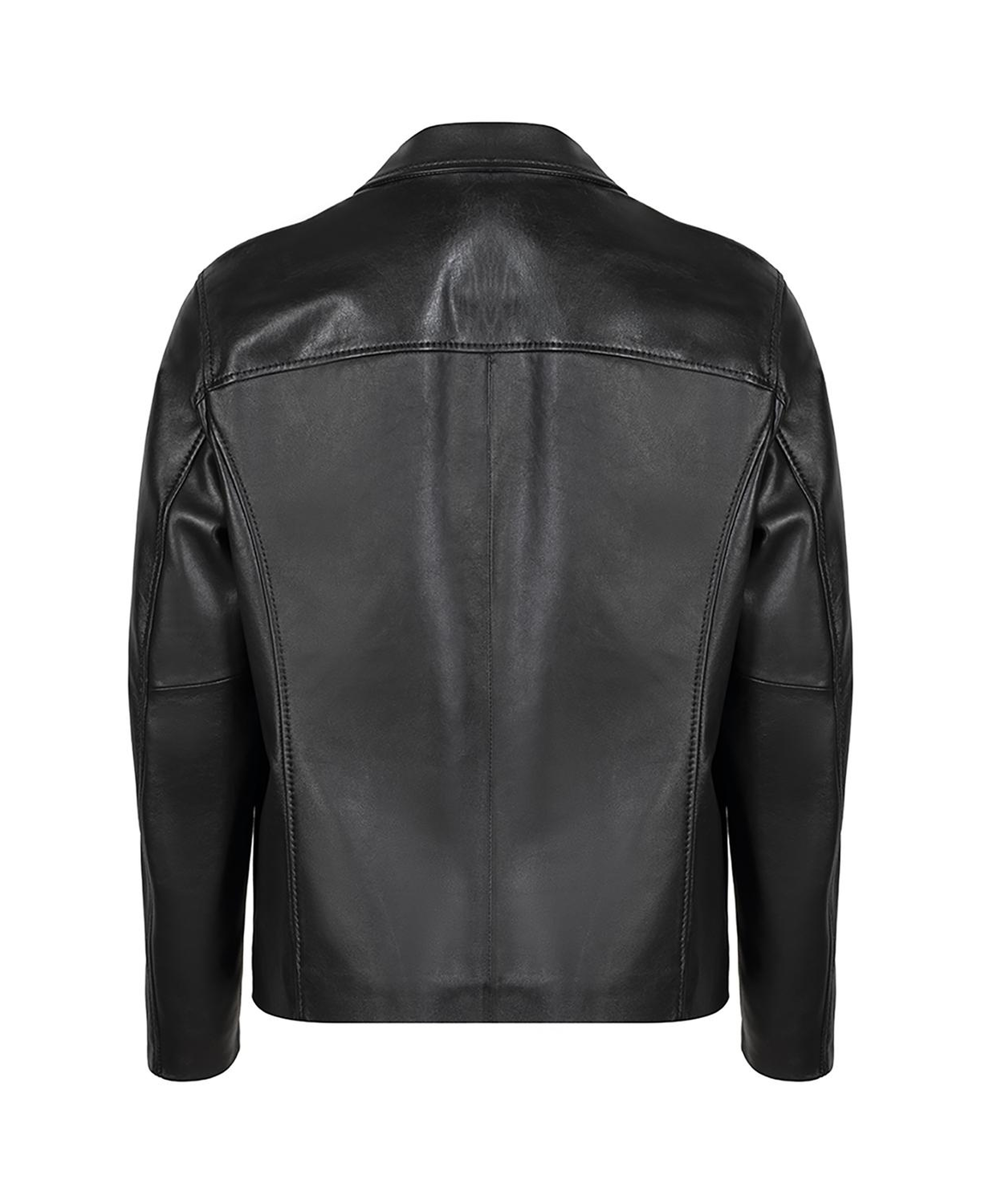 Erkek Siyah Gömlek Yakalı Deri Blazer Ceket