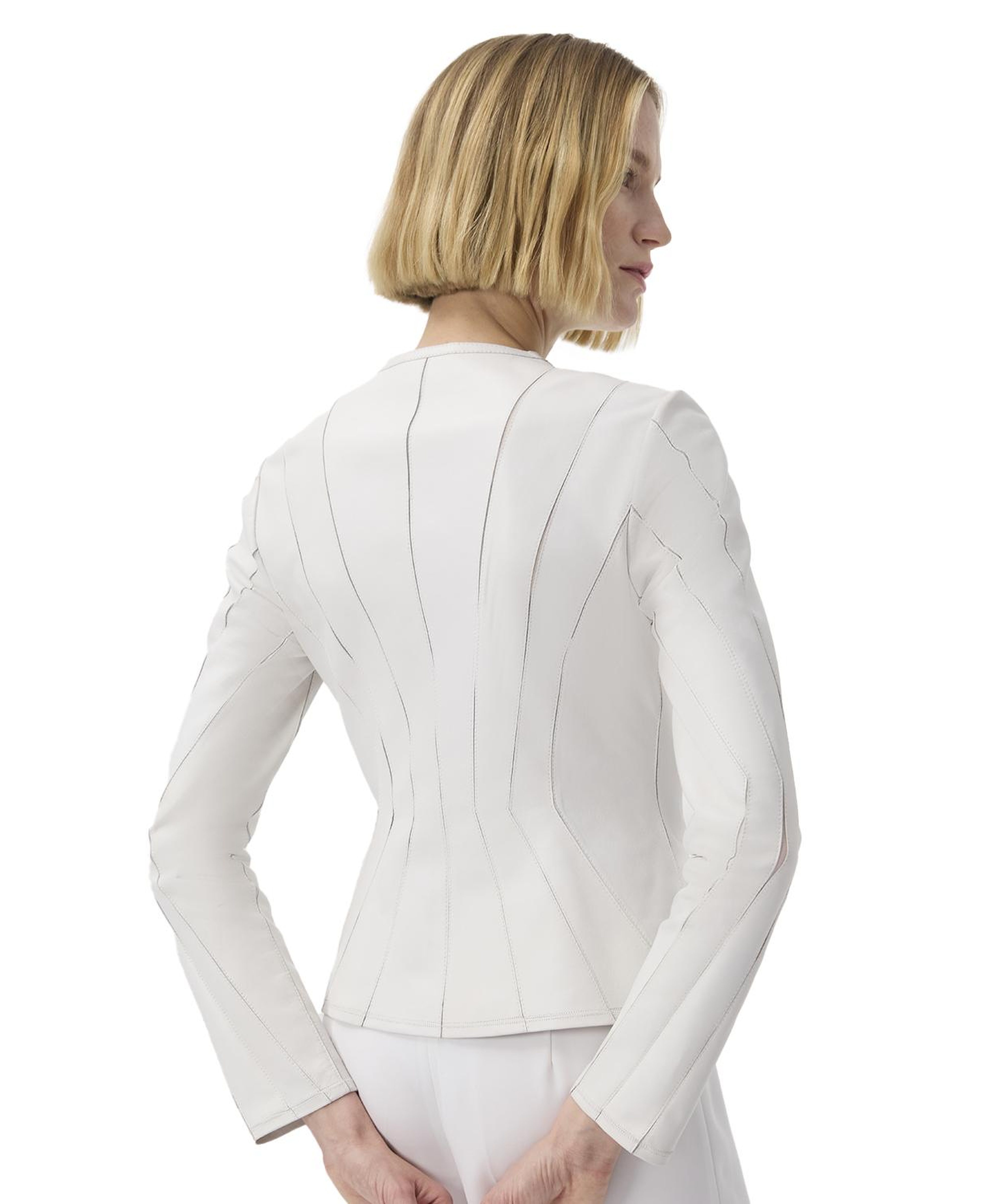 Bienna Beyaz Kadın Panelli Deri Ceket