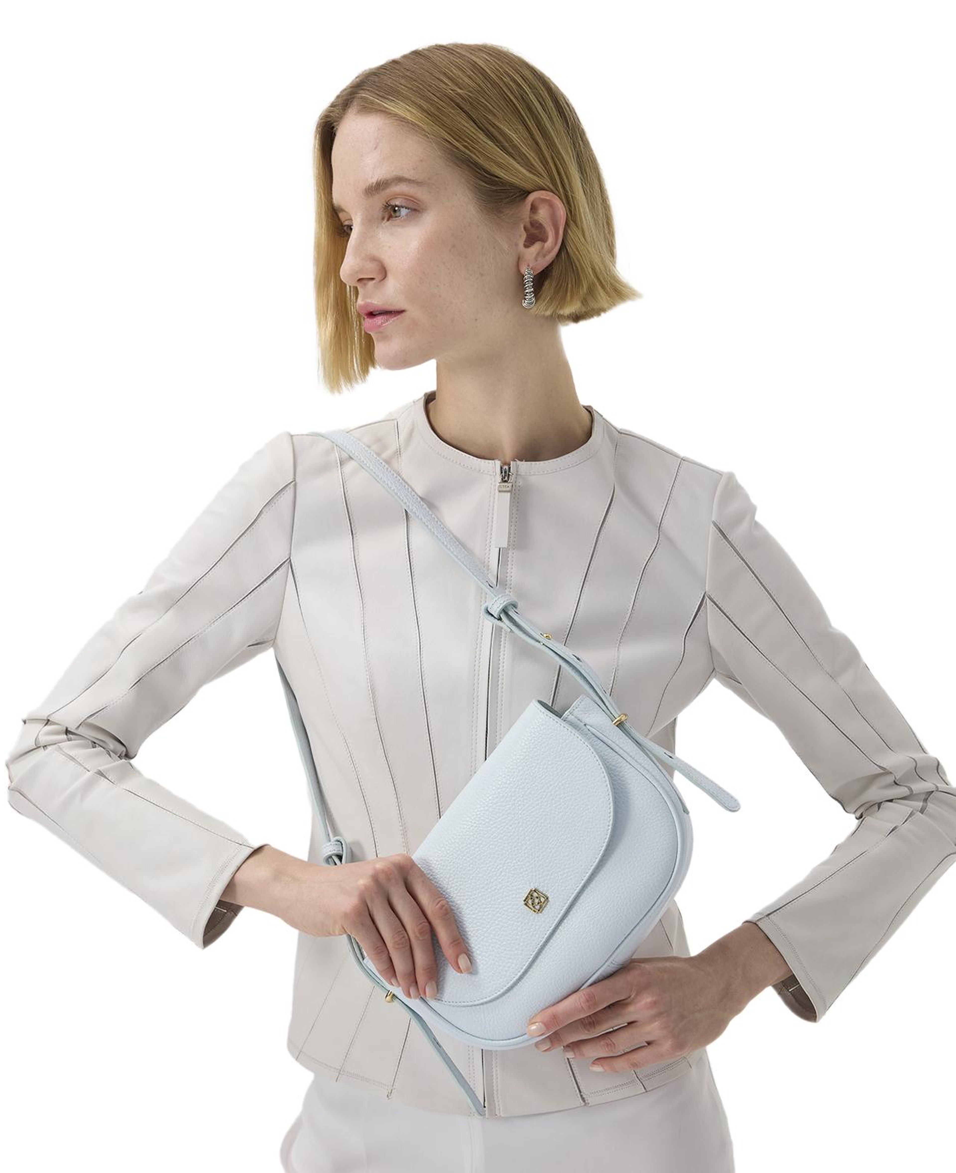 Bienna Beyaz Kadın Panelli Deri Ceket