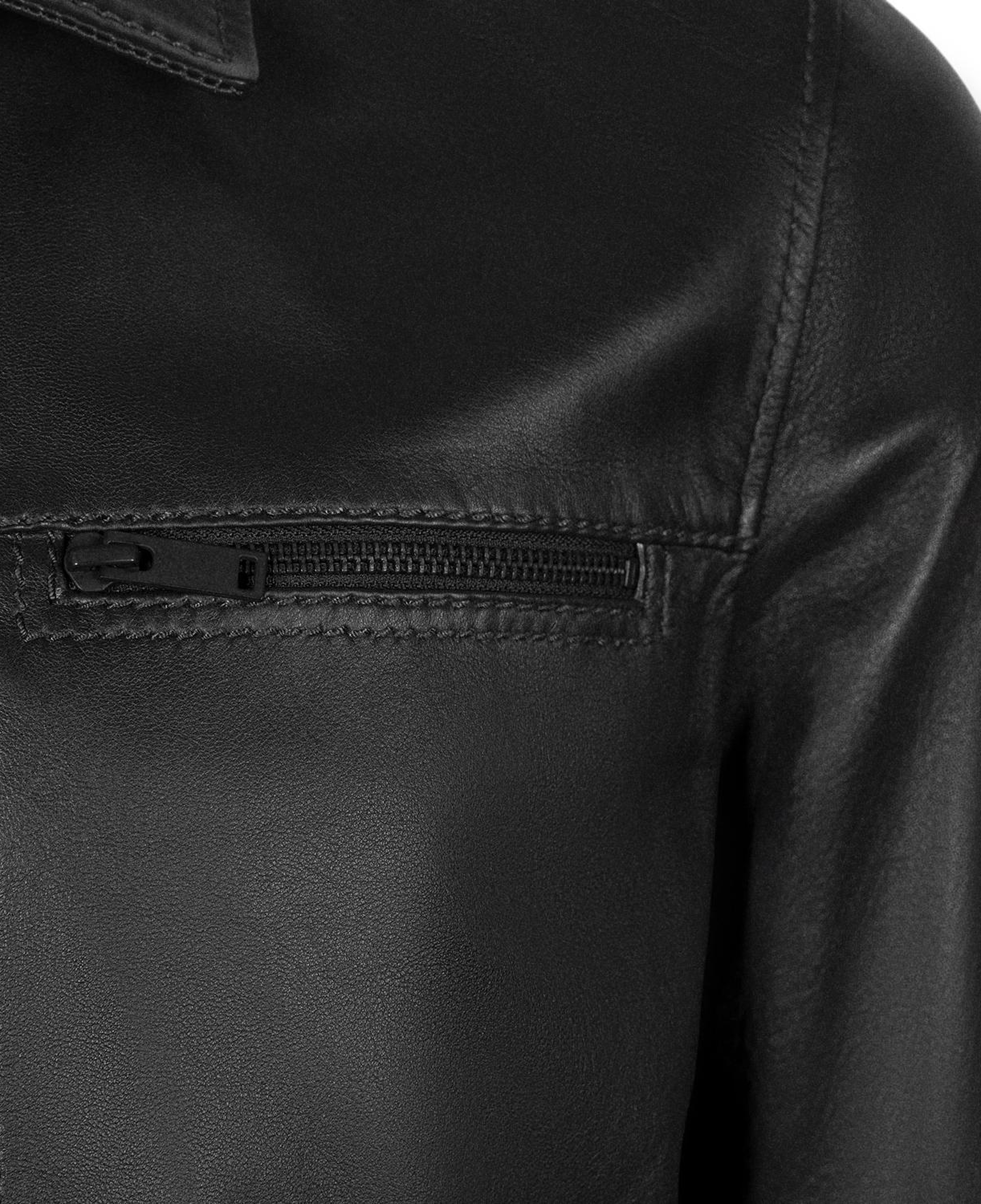 Erkek Siyah Gömlek Yakalı Deri Ceket