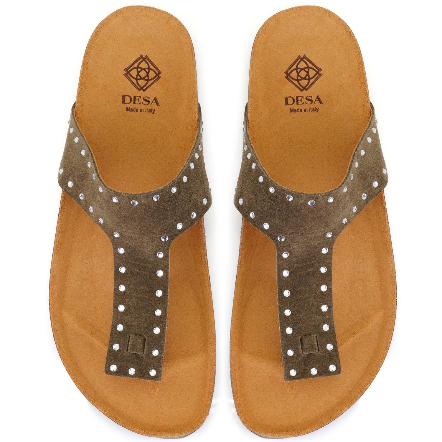 Kadın Yeşil Parmak Arası Süet Deri Terlik