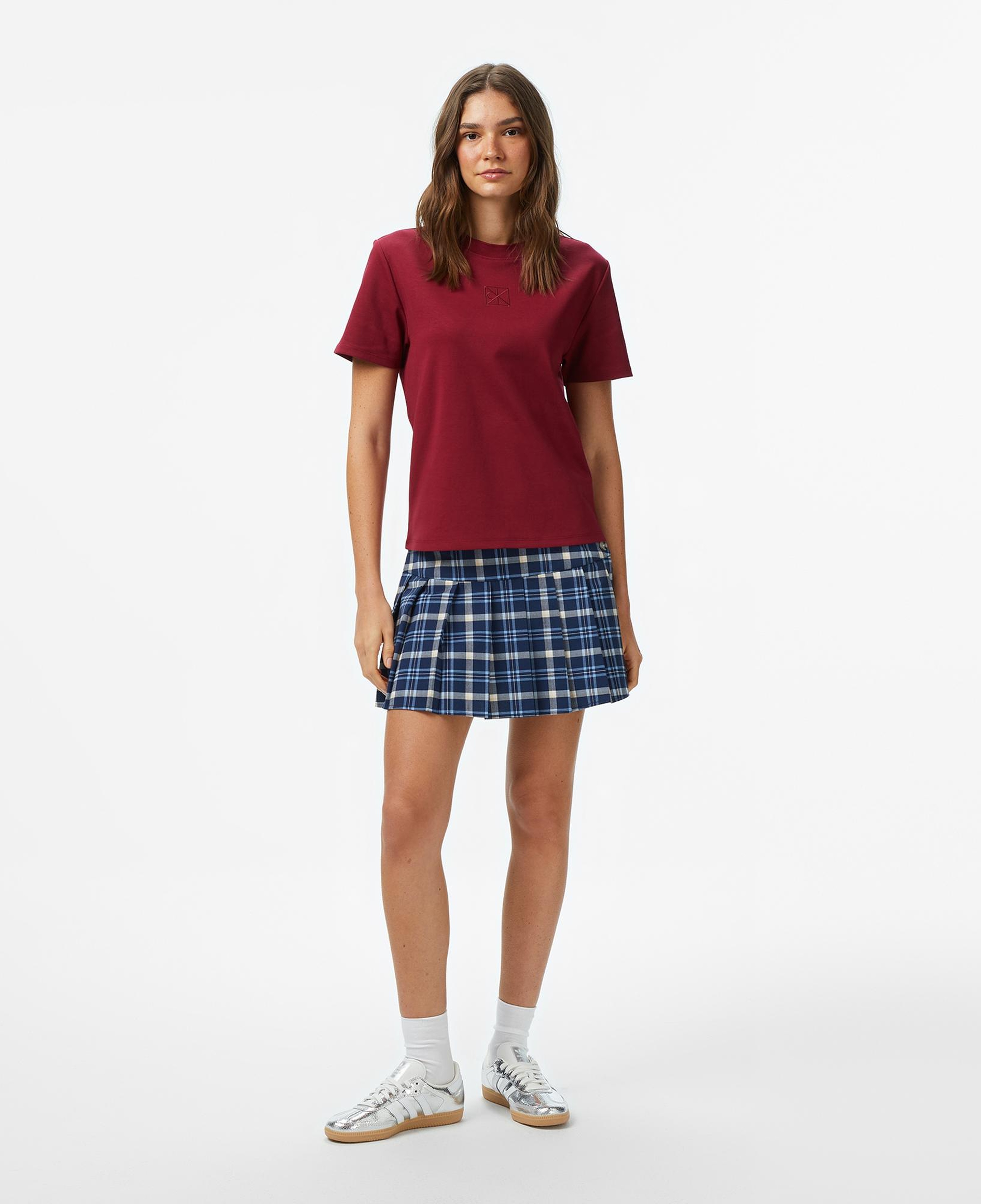 Calvin Klein Interlock Emblem Mock Kadın Kırmızı T-Shirt