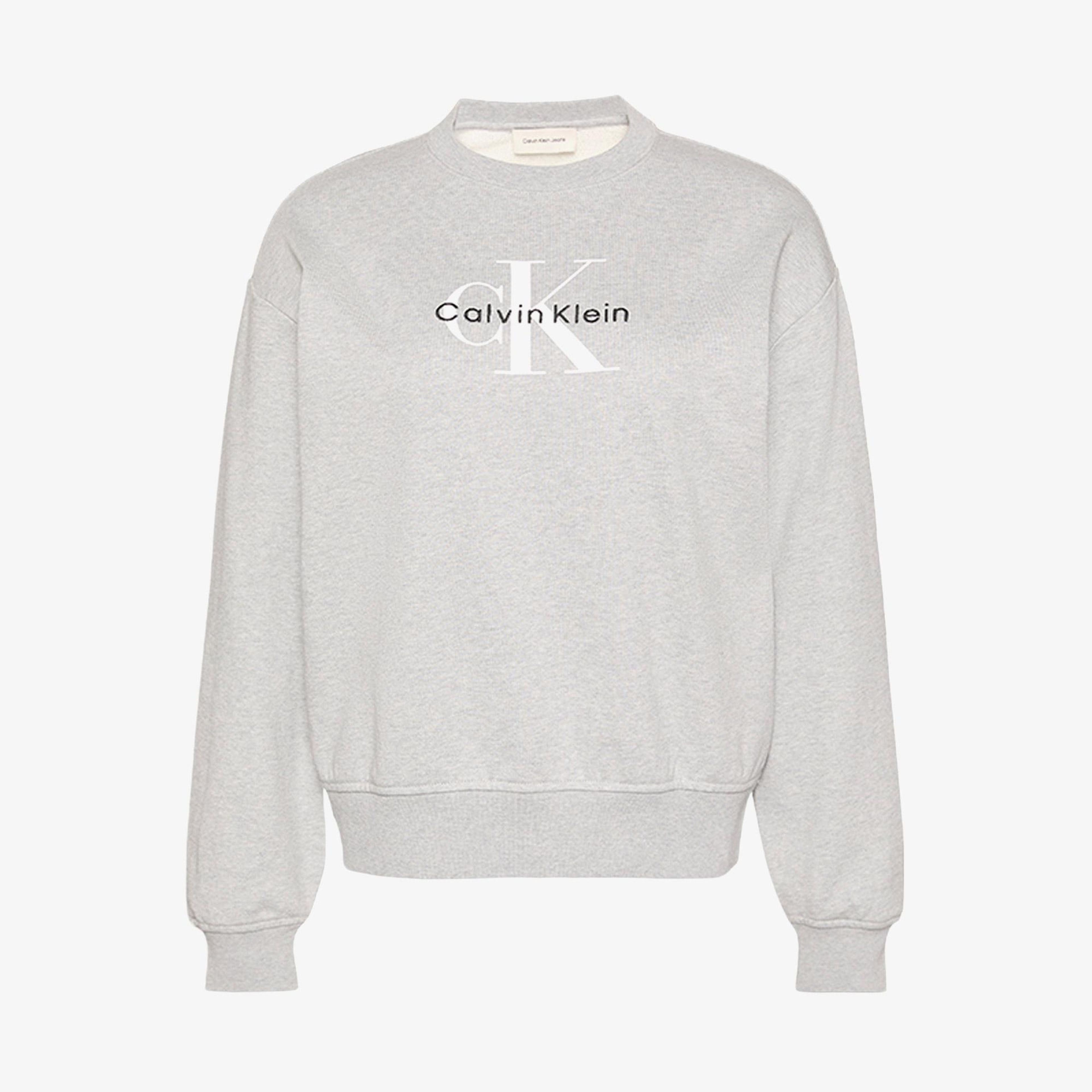 Calvin Klein Monologo French Terry Kadın Gri Sweatshirt