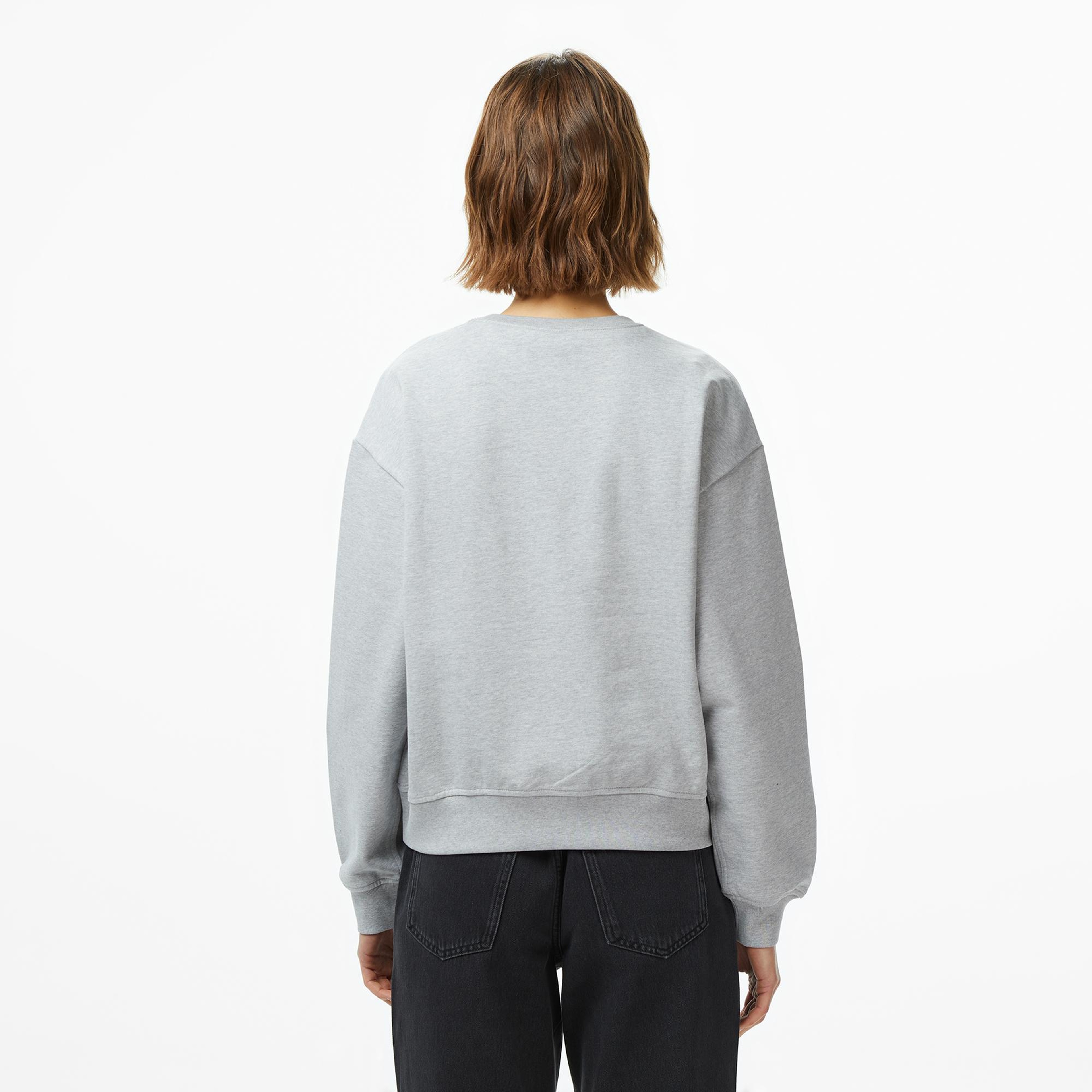 Calvin Klein Monologo French Terry Kadın Gri Sweatshirt