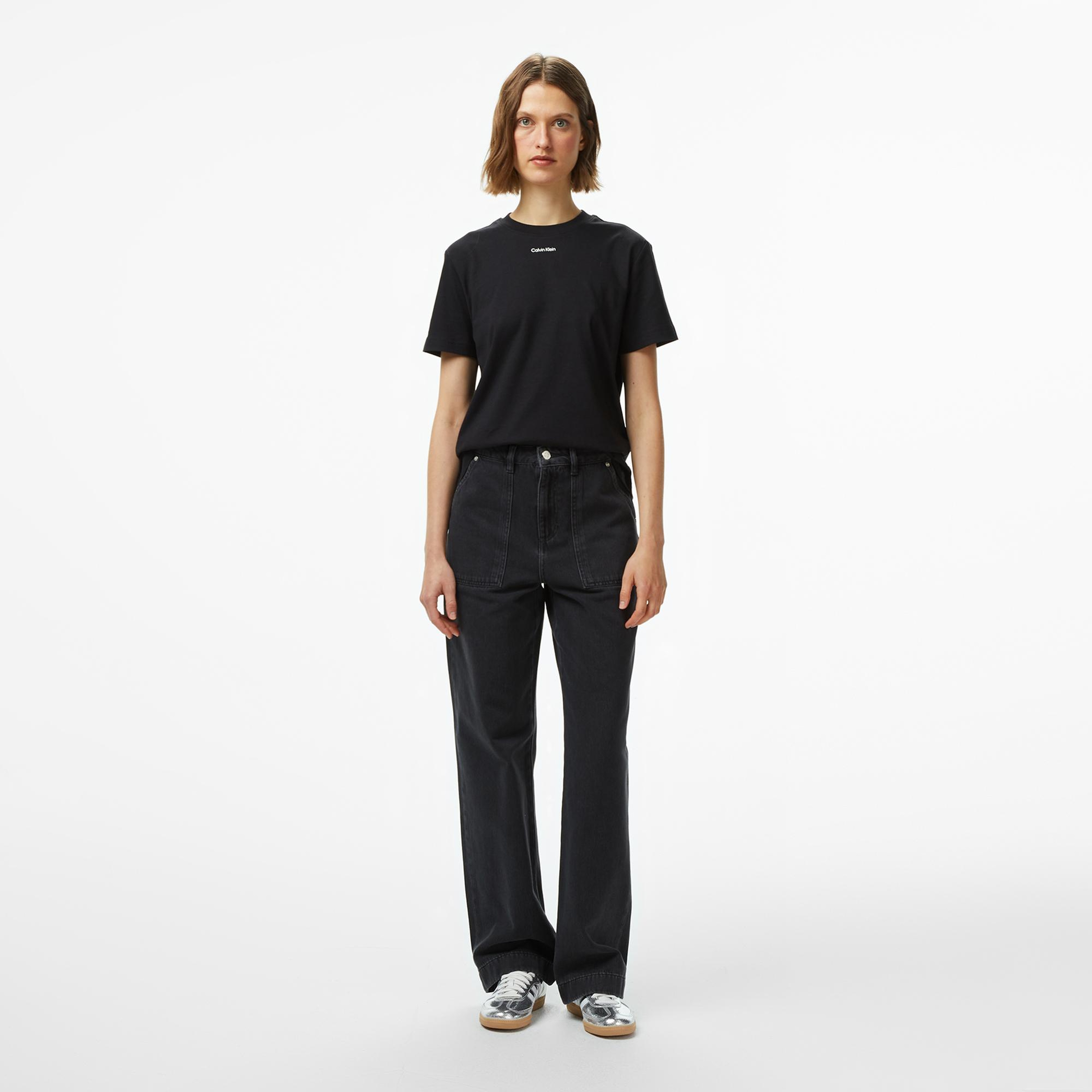 Calvin Klein Classic Logo Kadın Siyah T-Shirt