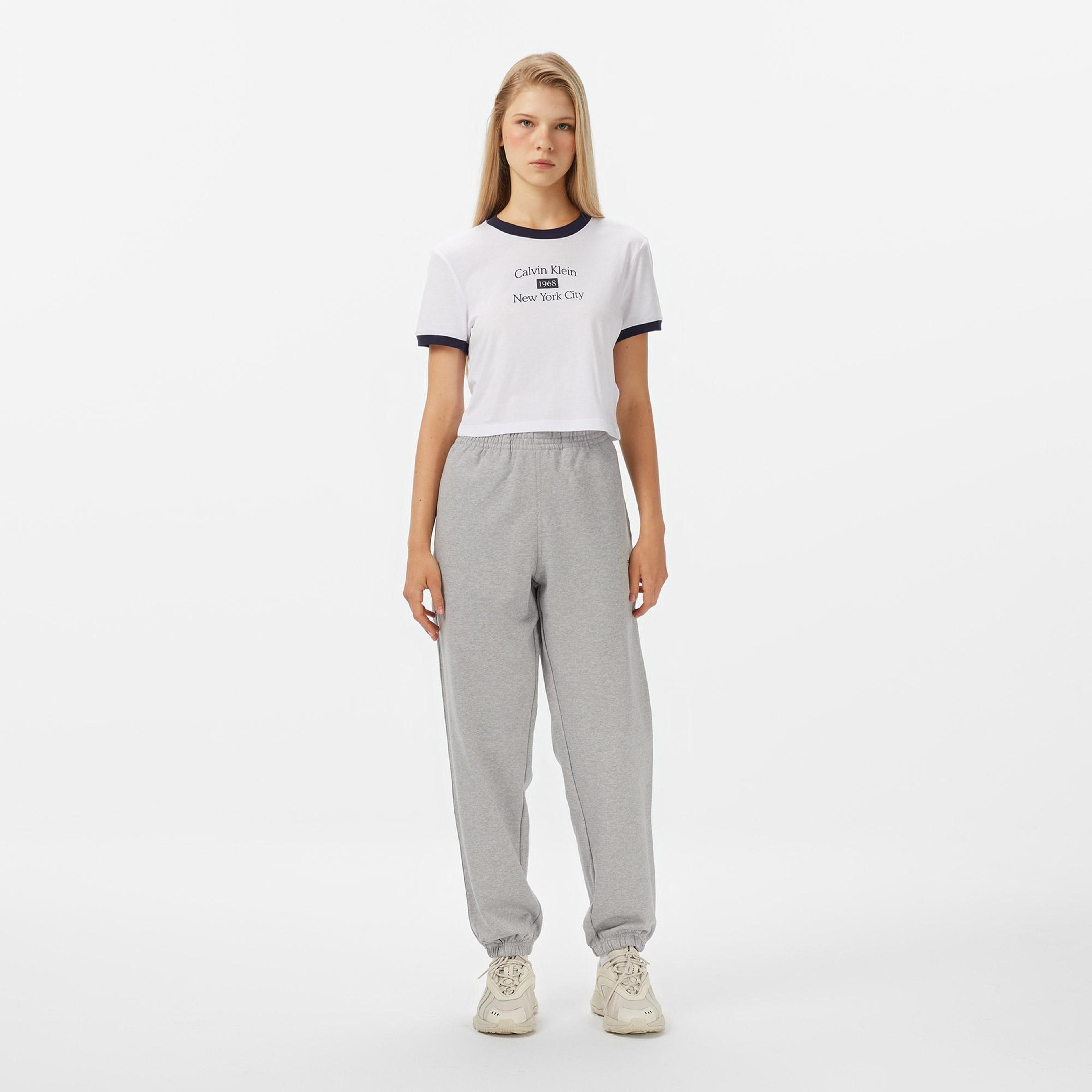 Calvin Klein Monologo French Terry Jogger Kadın Gri Eşofman Altı