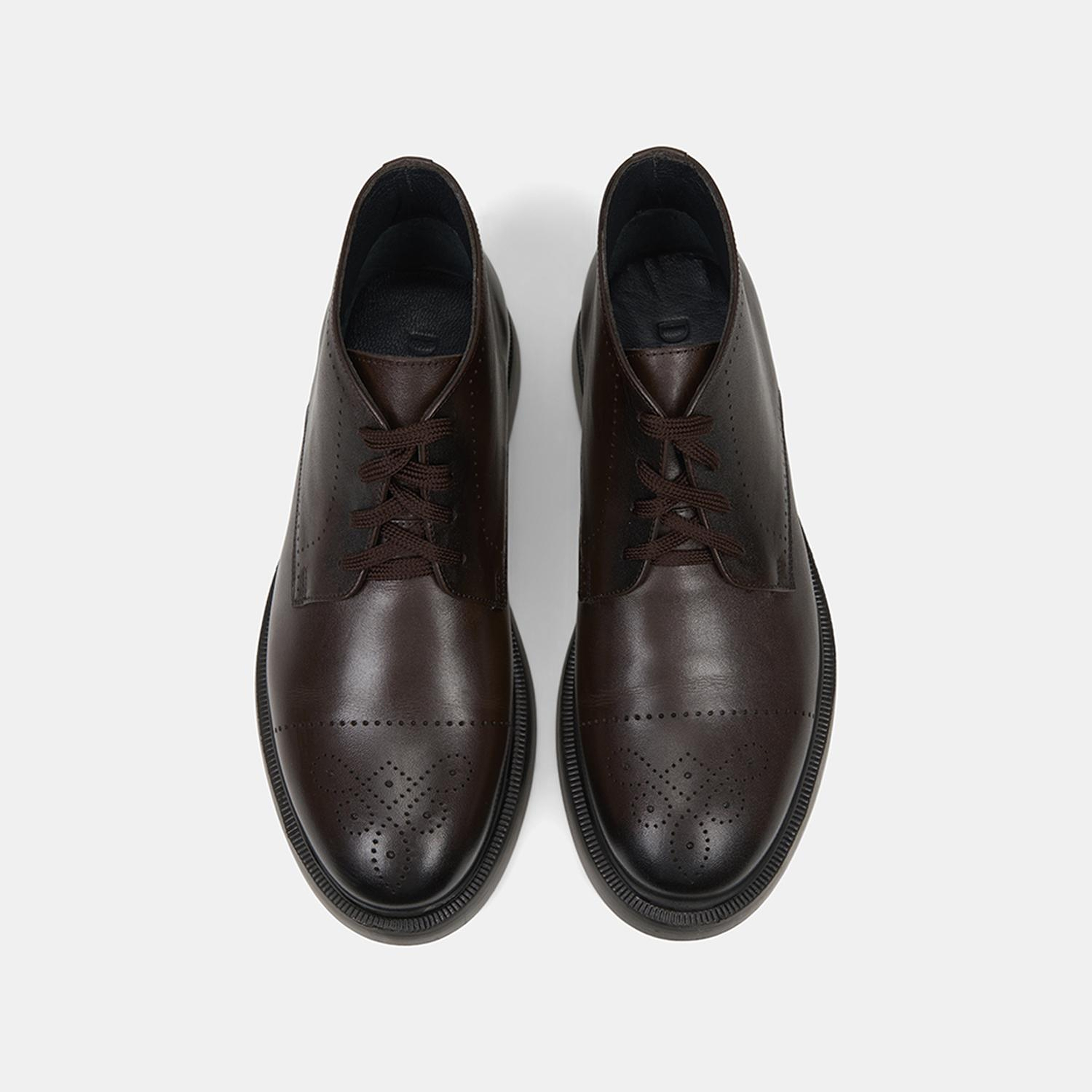 Erkek Kahve Bağcıklı Deri Bot