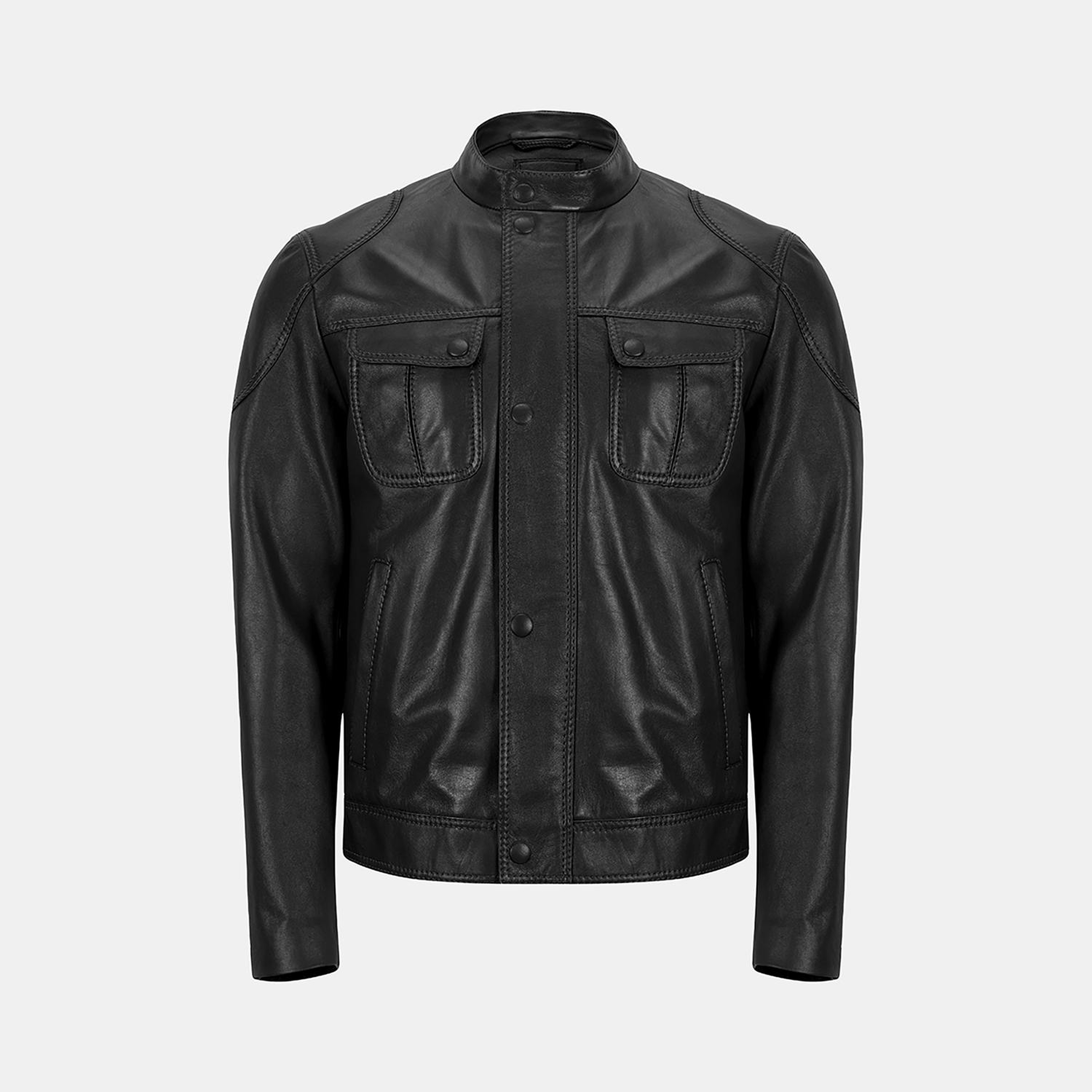 Erkek Siyah Hakim Yakalı Deri Ceket