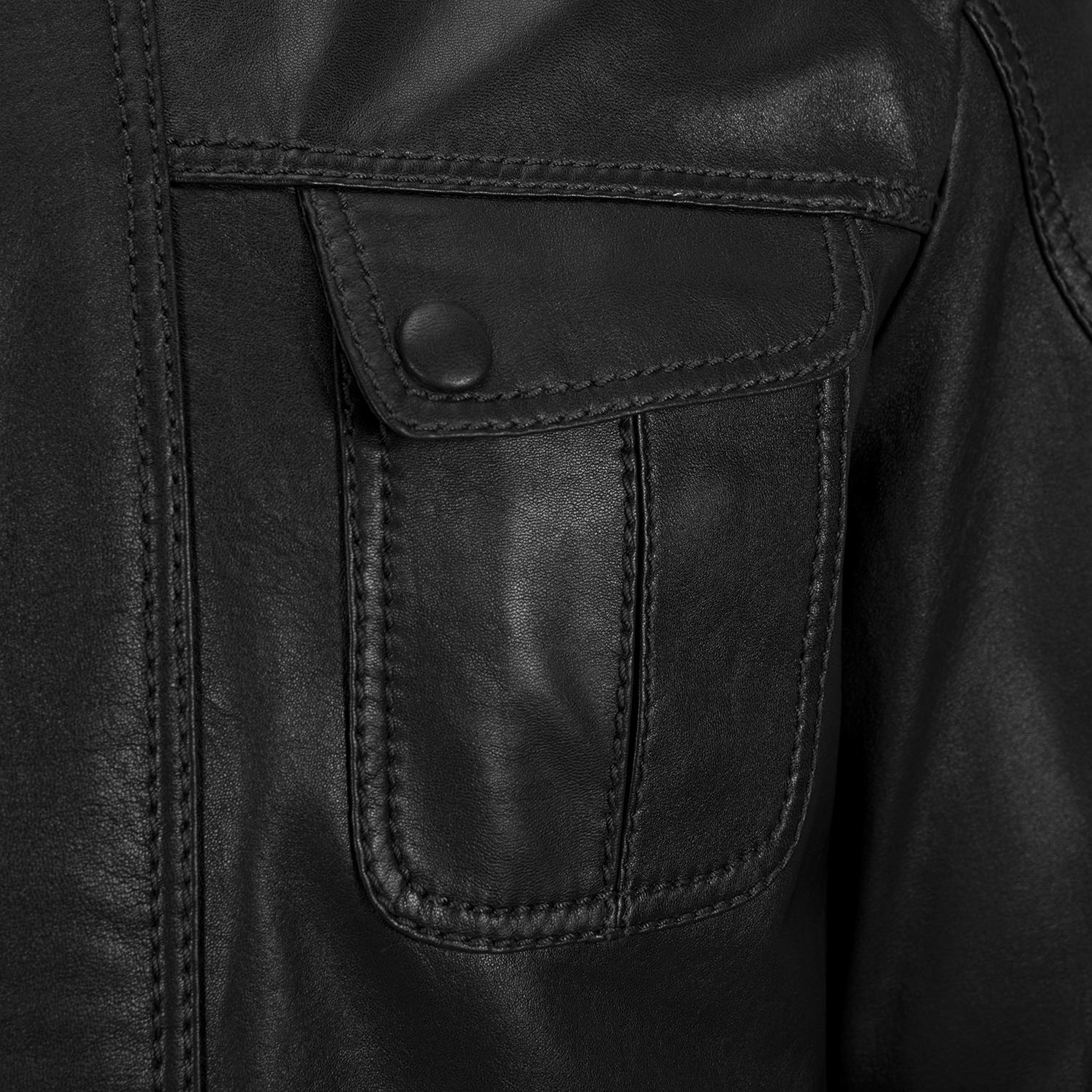 Erkek Siyah Hakim Yakalı Deri Ceket