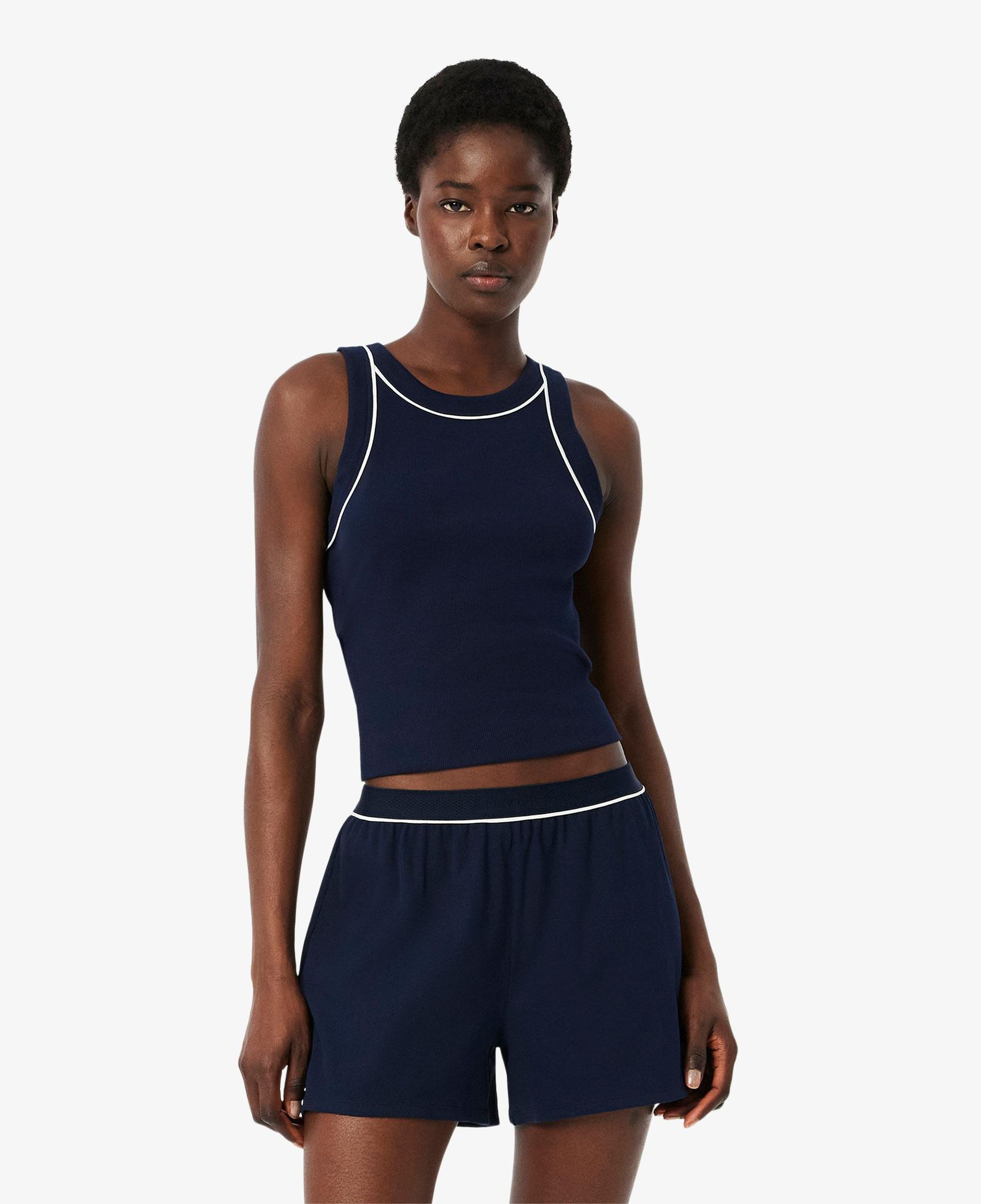 Lacoste Kadın Kolsuz Bisiklet Yaka Lacivert Pijama Takımı