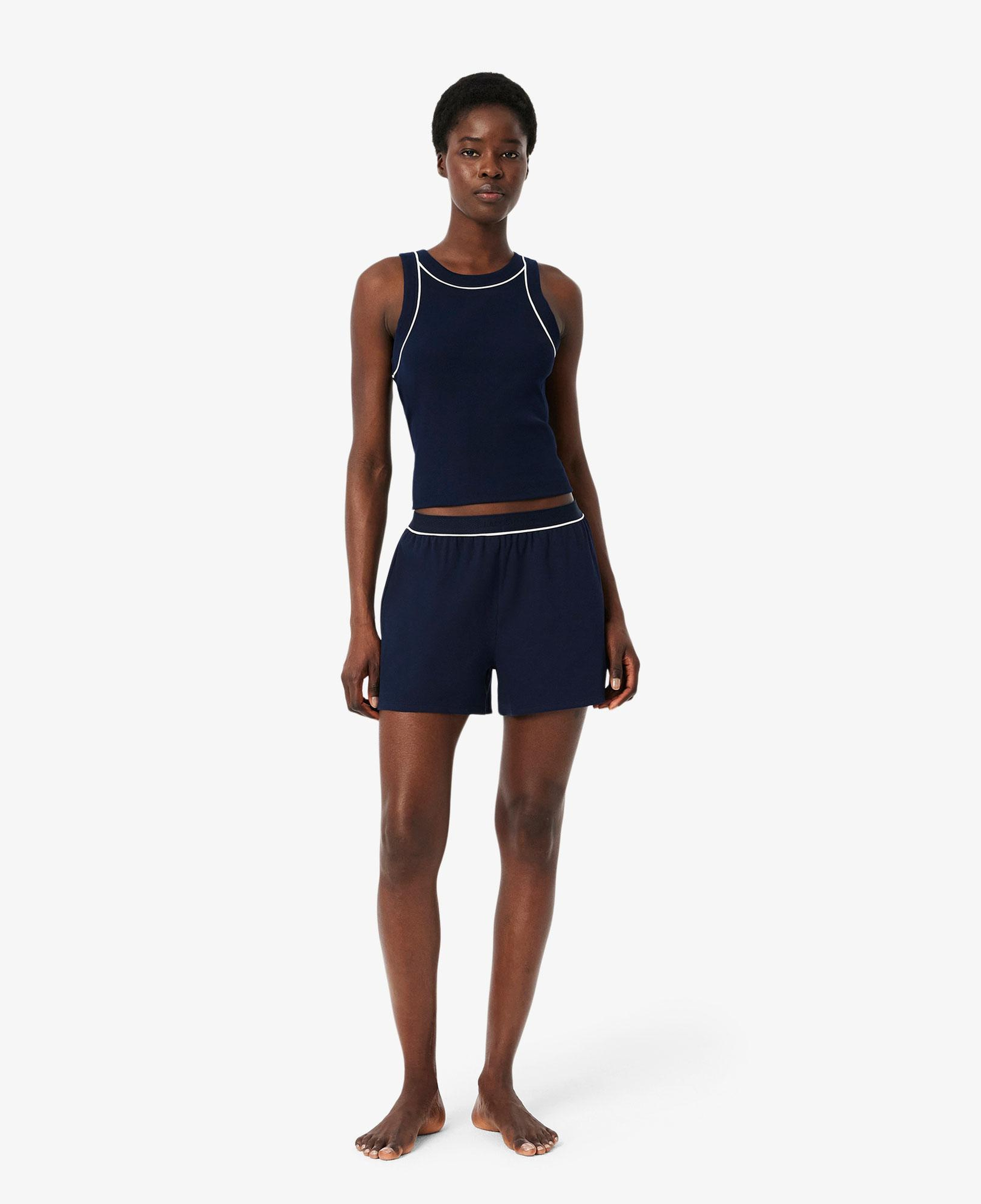 Lacoste Kadın Kolsuz Bisiklet Yaka Lacivert Pijama Takımı