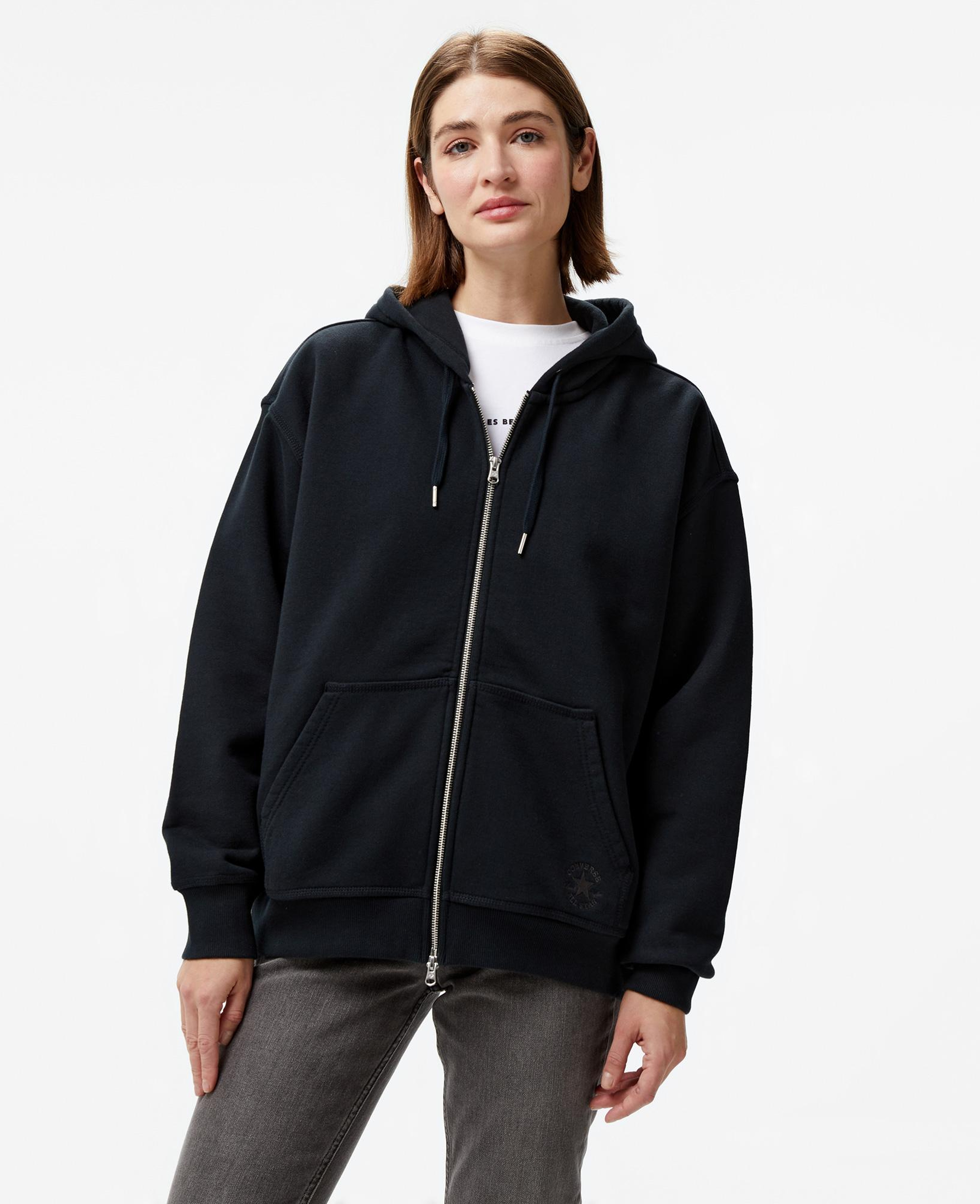 Converse Unisex Siyah Fermuarlı Eşofman Üstü