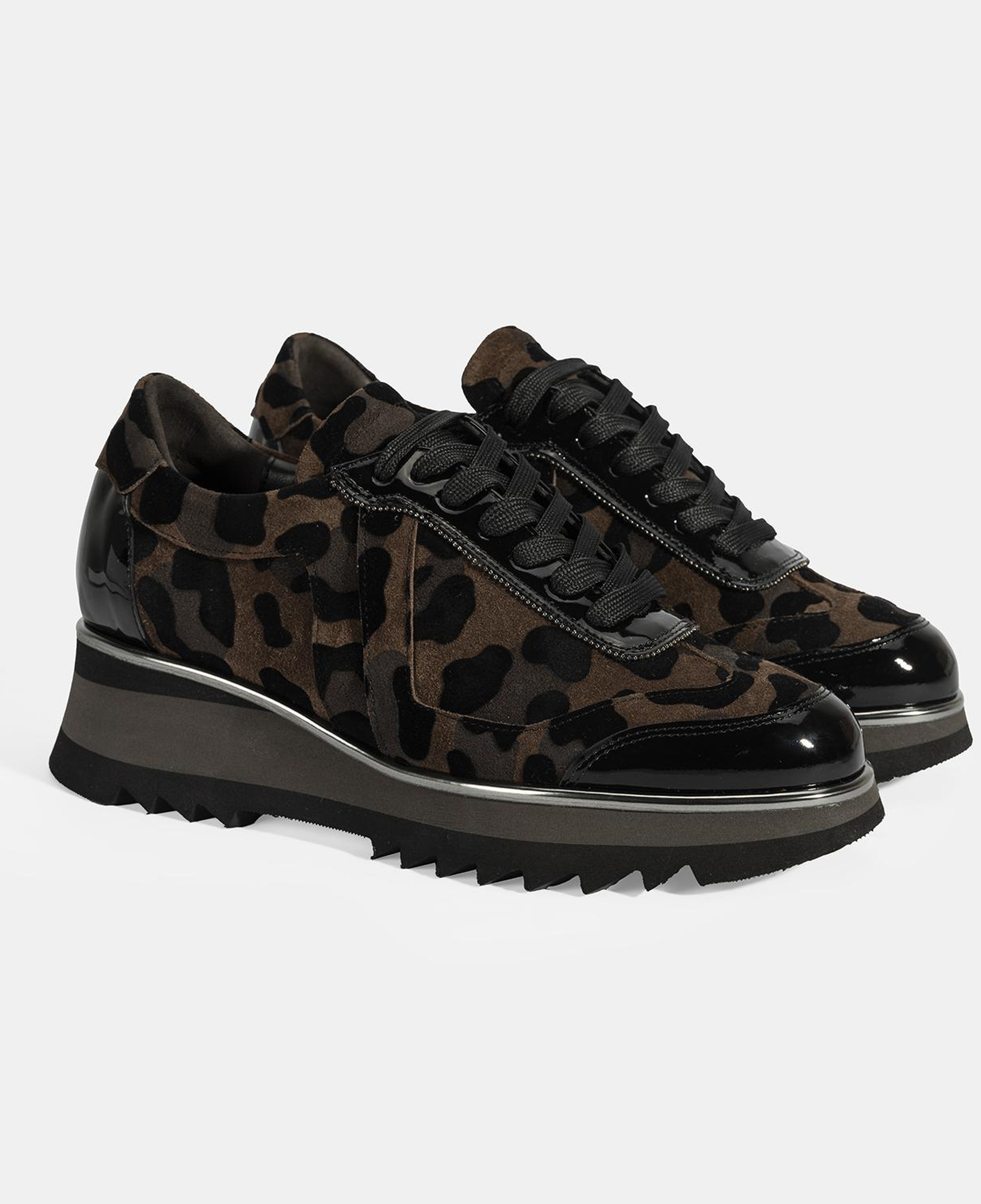 Luca Grossi Kadın Leopar Desenli Süet Deri Sneaker