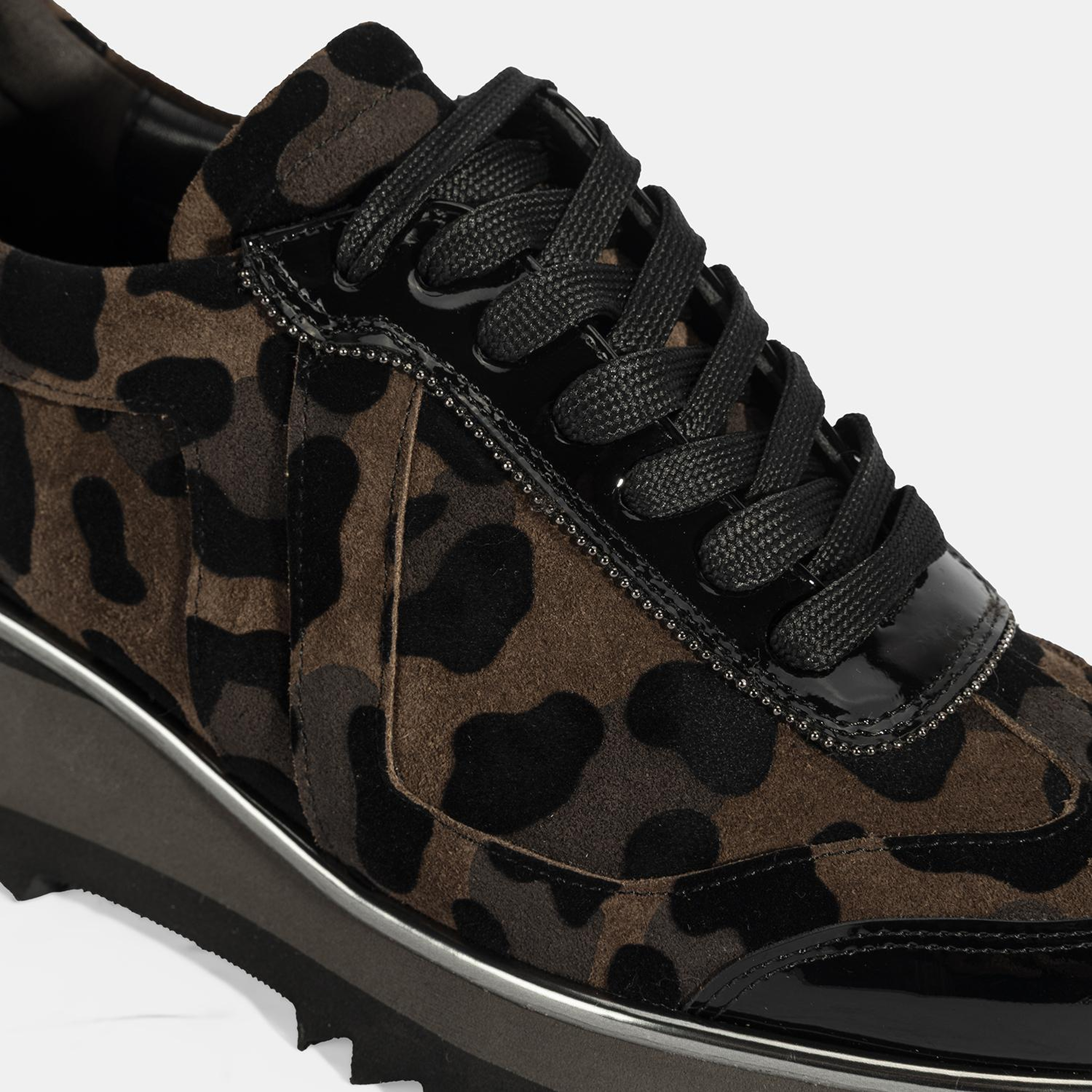 Luca Grossi Kadın Leopar Desenli Süet Deri Sneaker