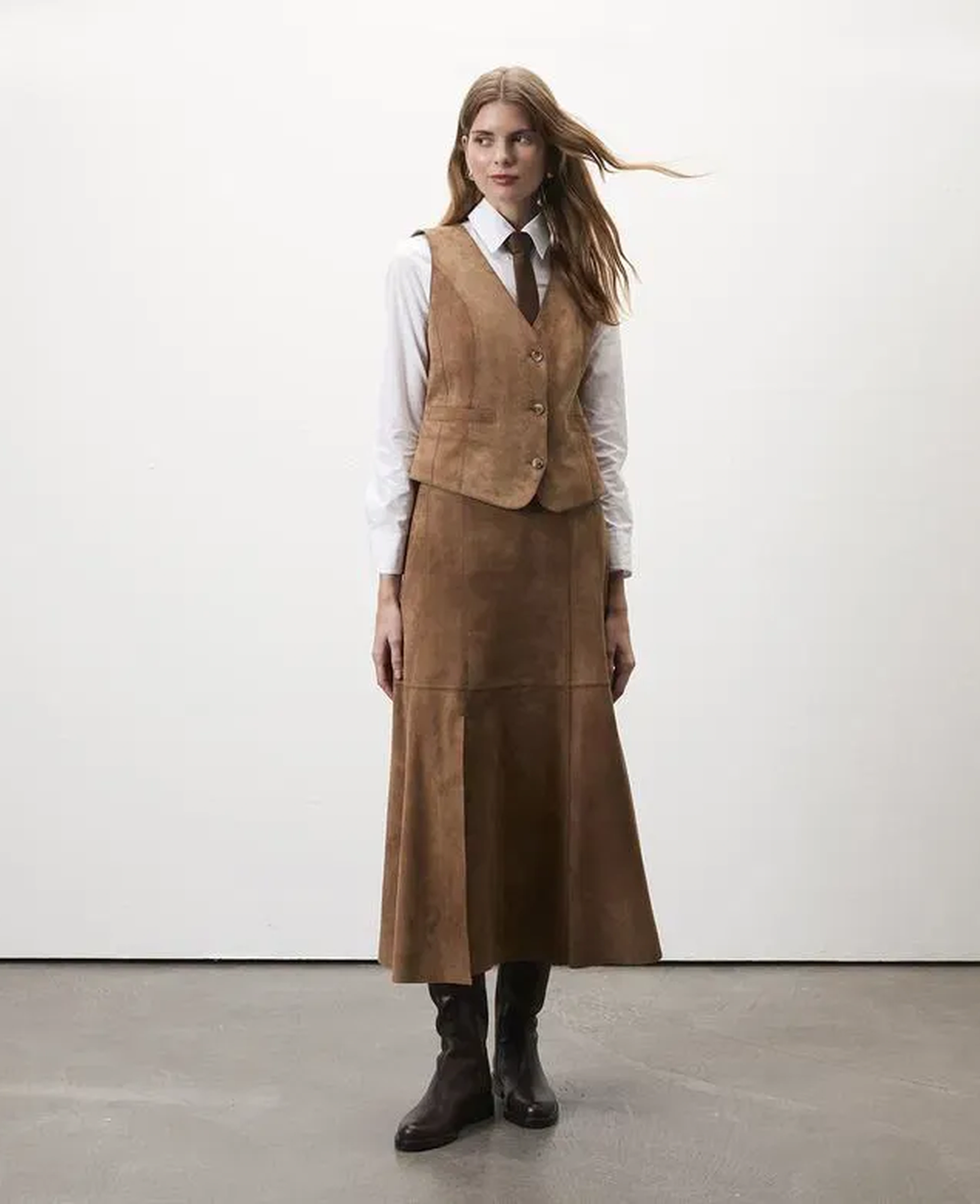 Aulii Açık Kahve Kadın Süet Etek