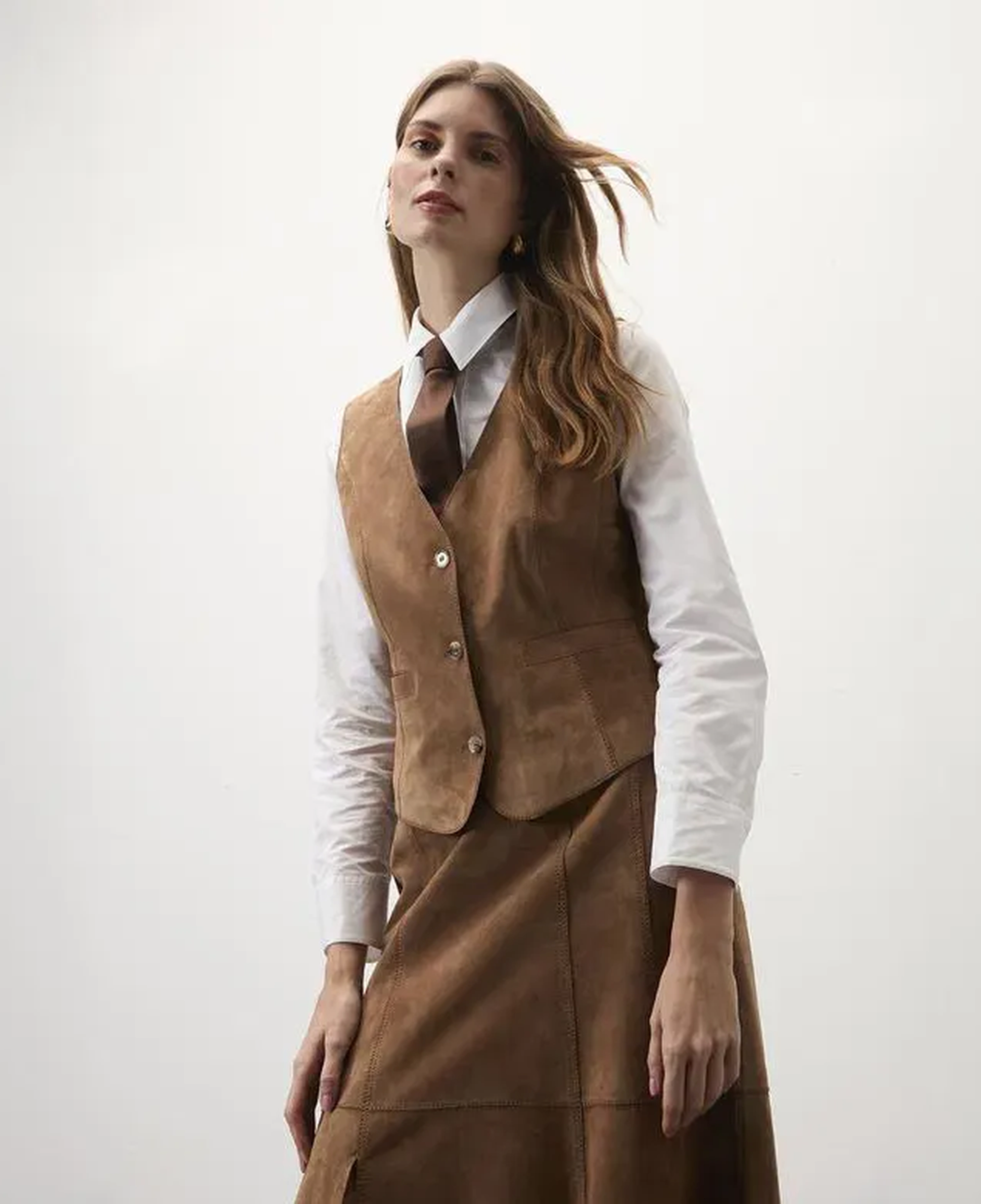 Aulii Açık Kahve Kadın Süet Etek