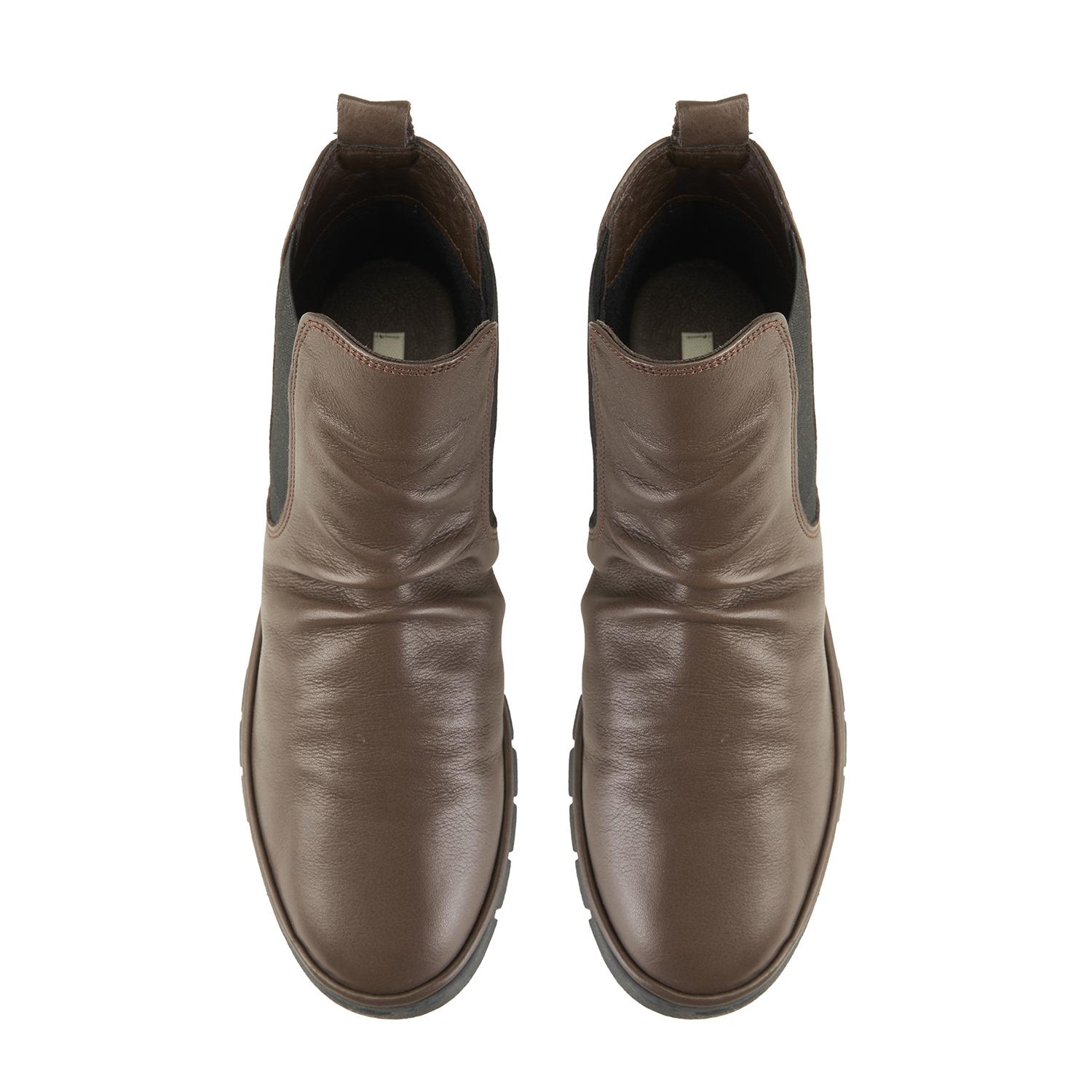 Kadın Kahve Lastikli Deri Bot