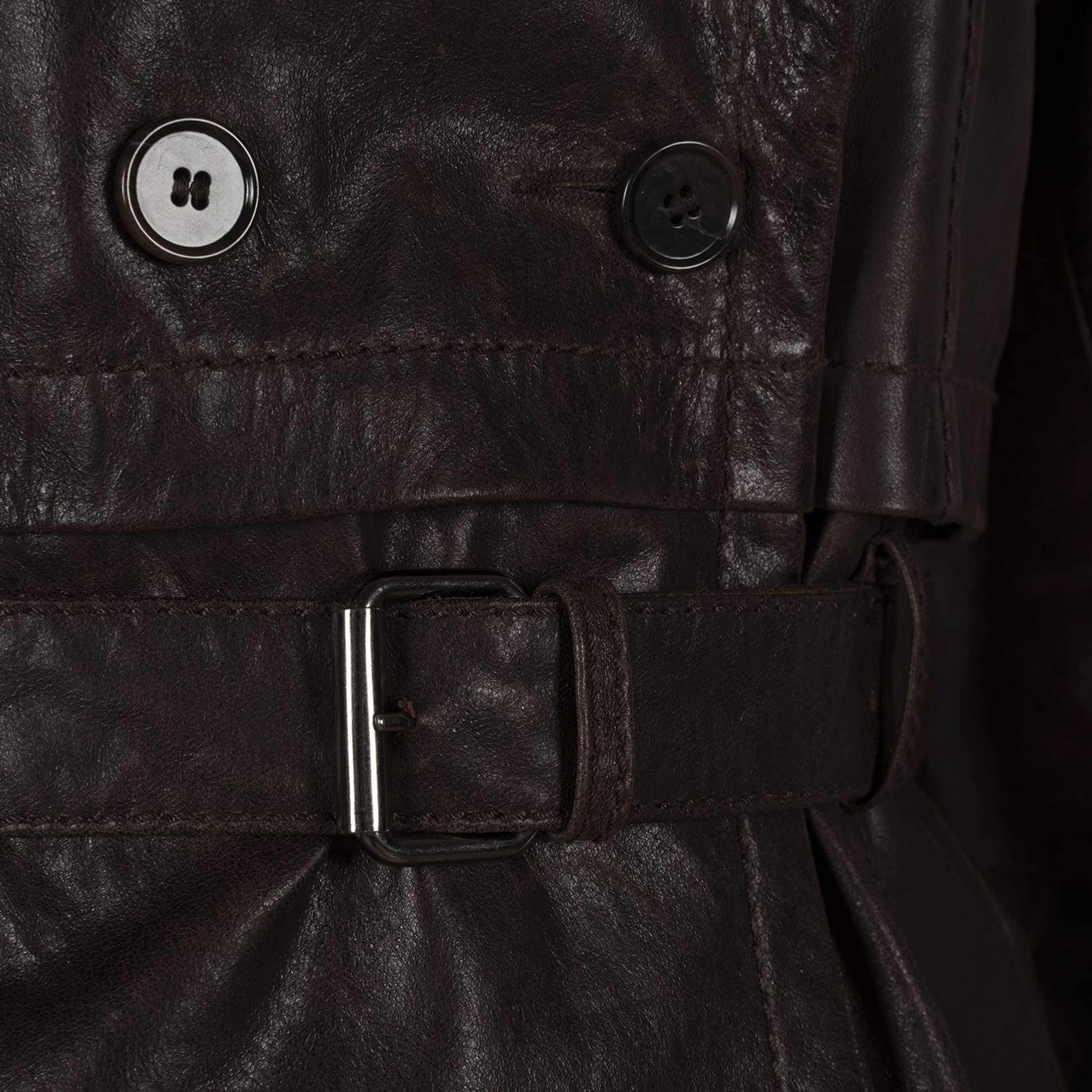 DESA Kadın Kahve Yakalı Deri Kısa Trençkot