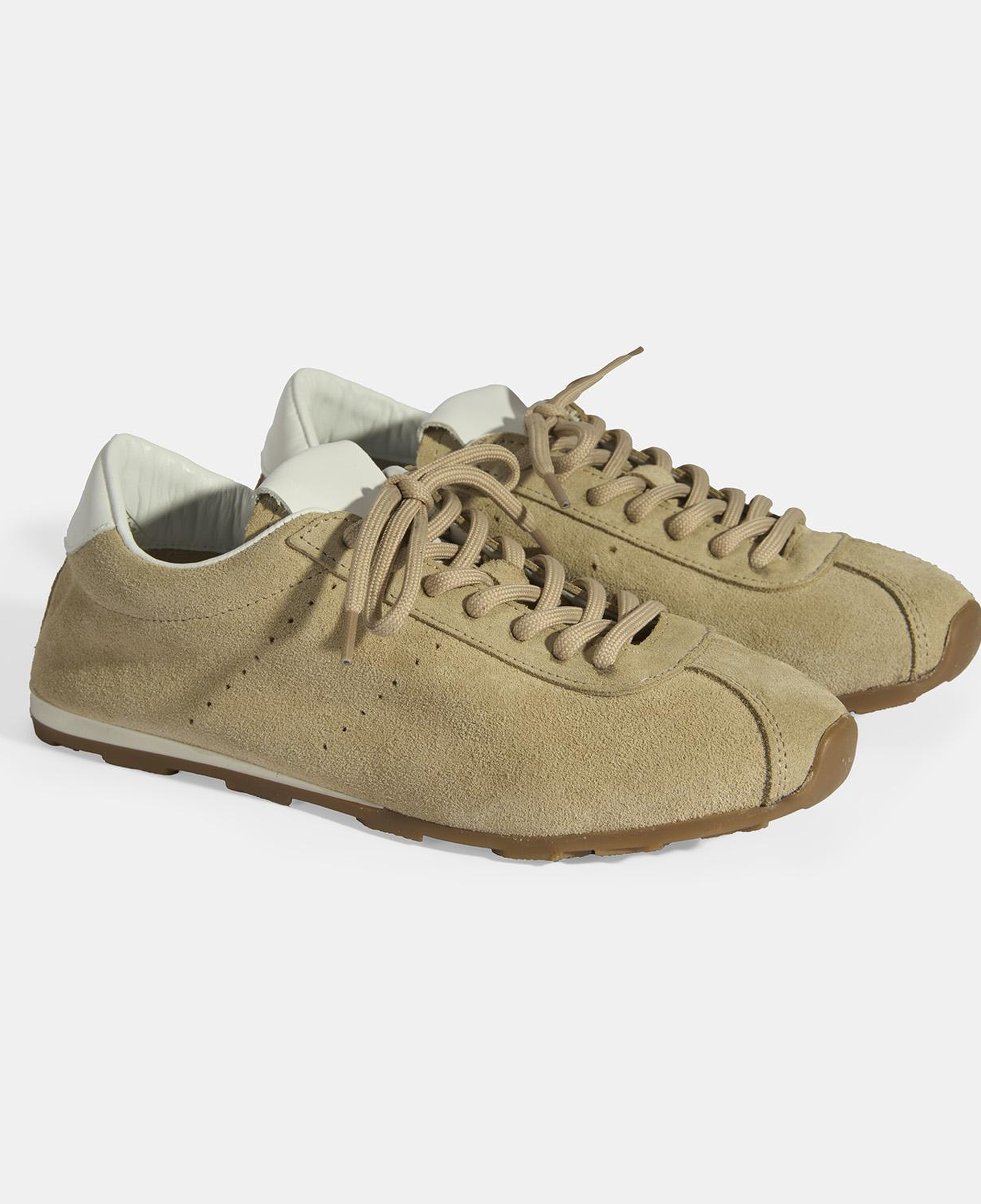Kadın Bej Bağcıklı Süet Spor Ayakkabı