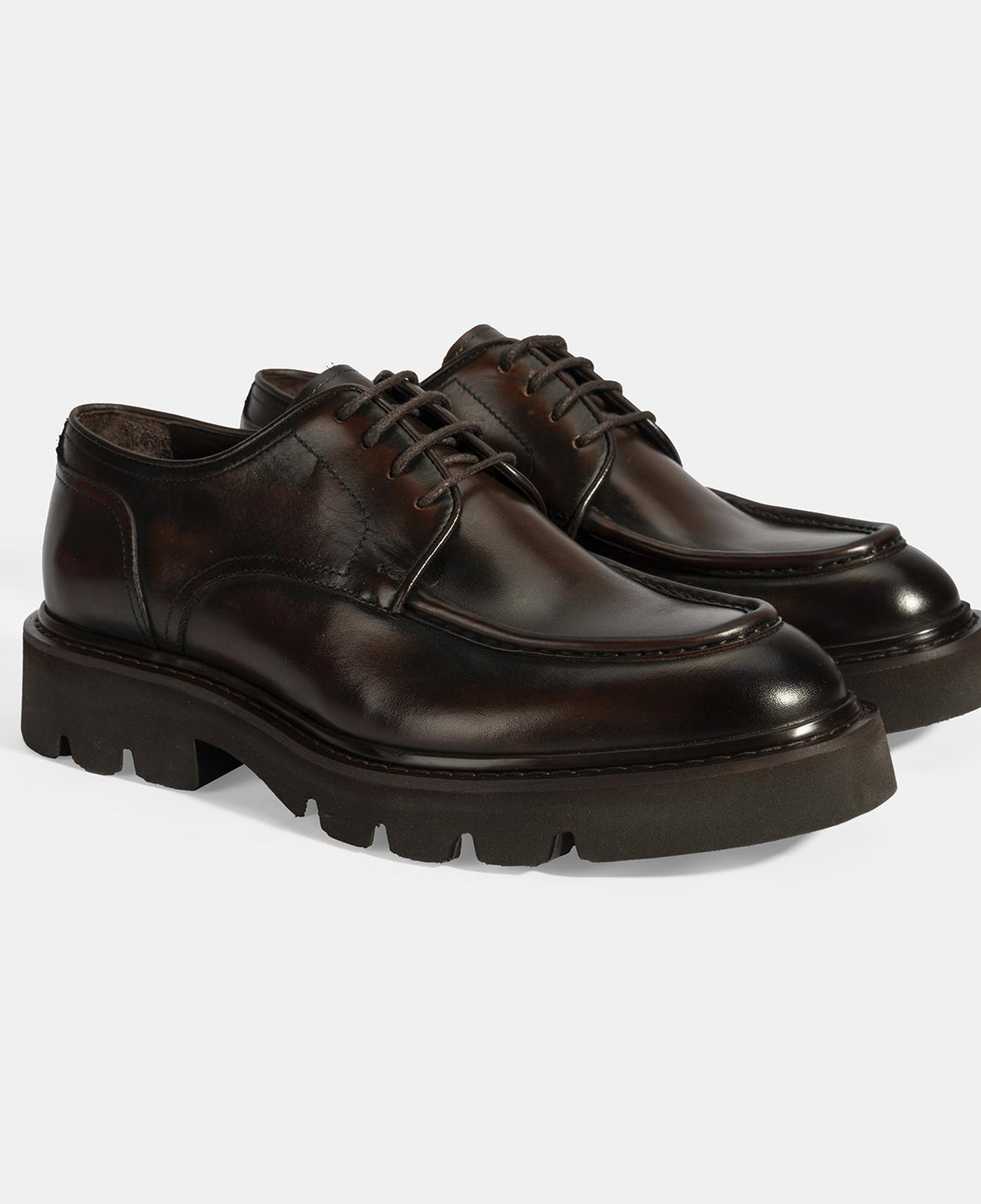 Erkek Kahve Bağcıklı Deri Günlük Ayakkabı