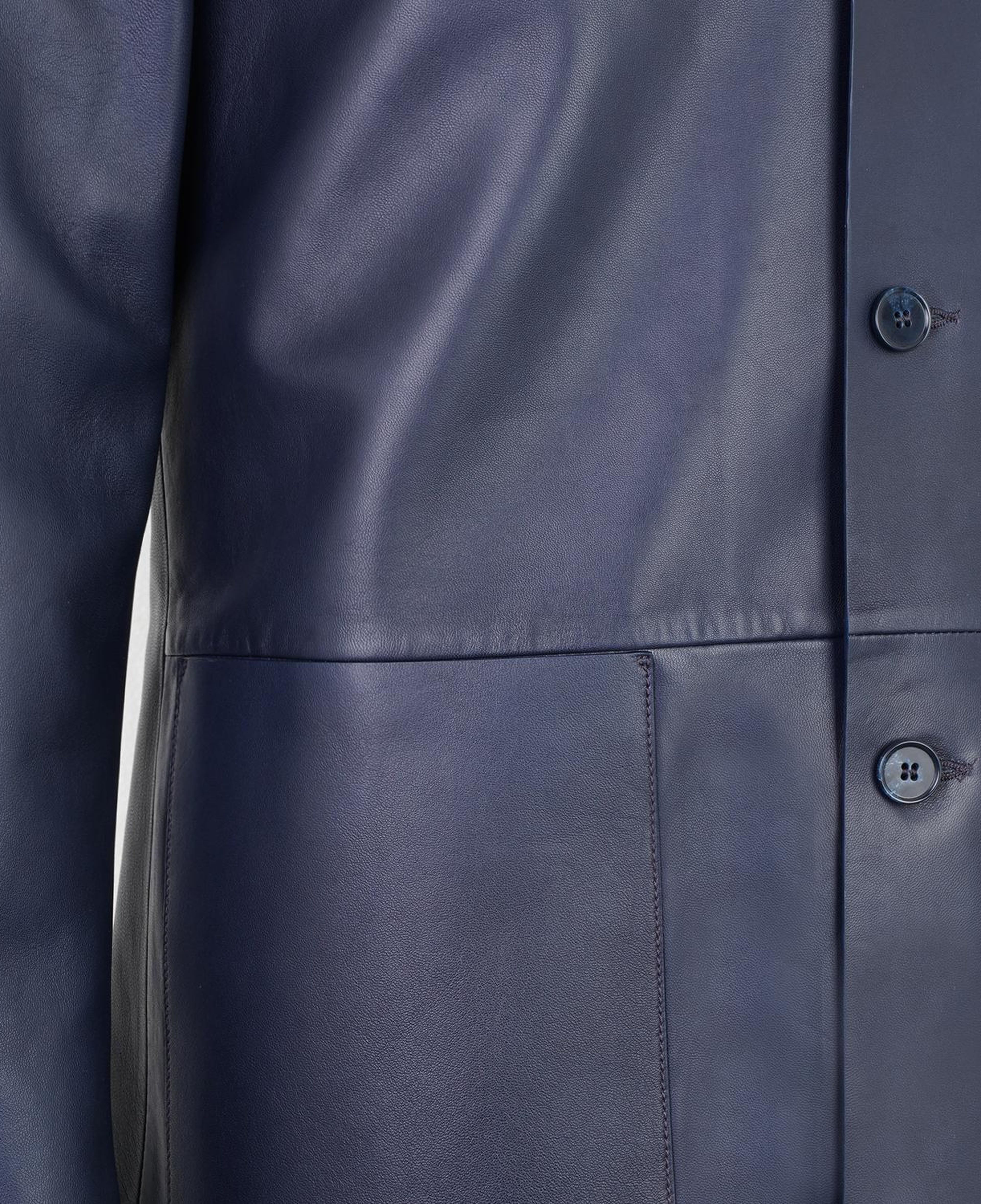 Auburn Mavi Erkek Deri Blazer Ceket